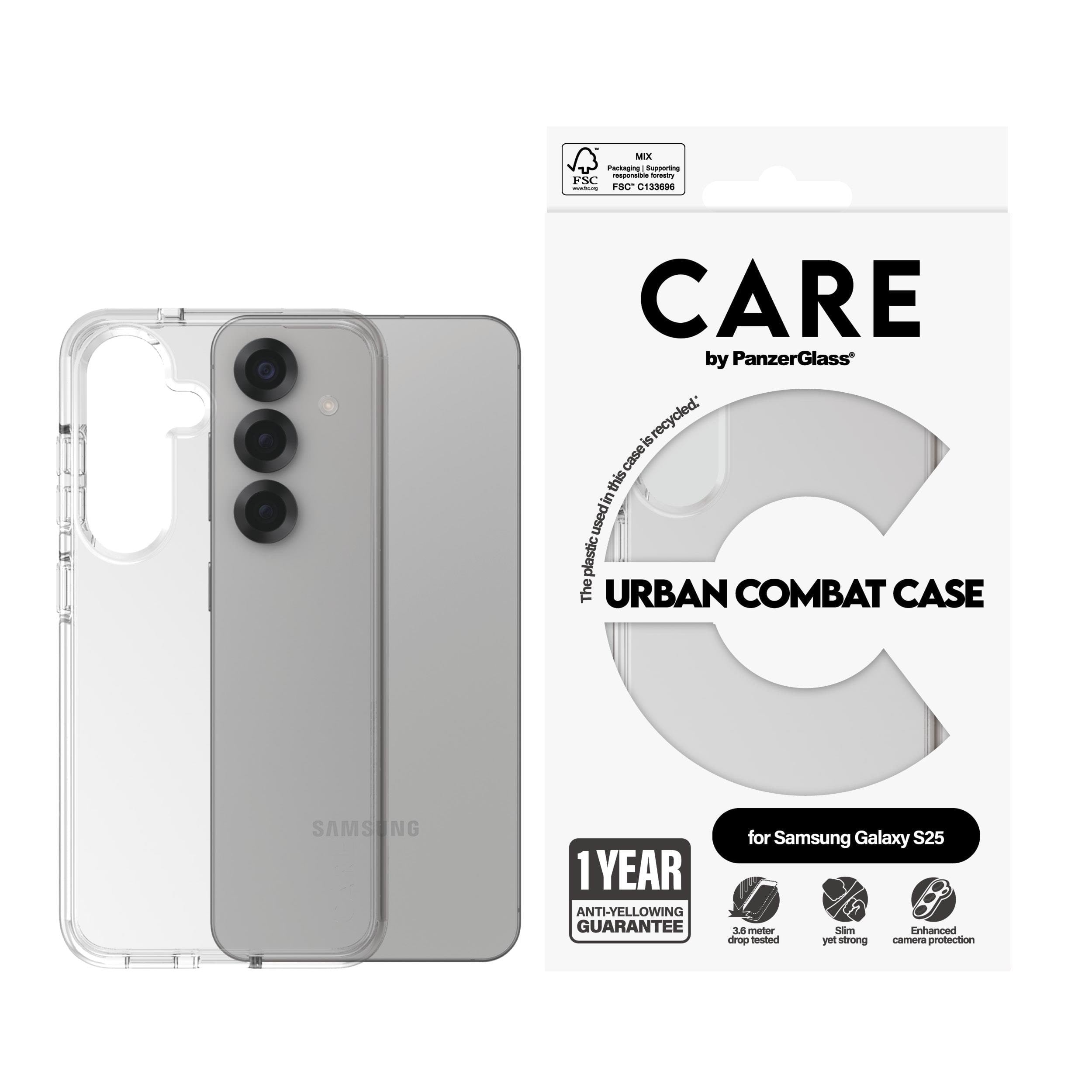 Care by Panzerglass Flagship Case Transparent Urban Combat w. Clear Frame Samsung Galaxy S25 - Handys Cover Cases Crrfubcg38388
