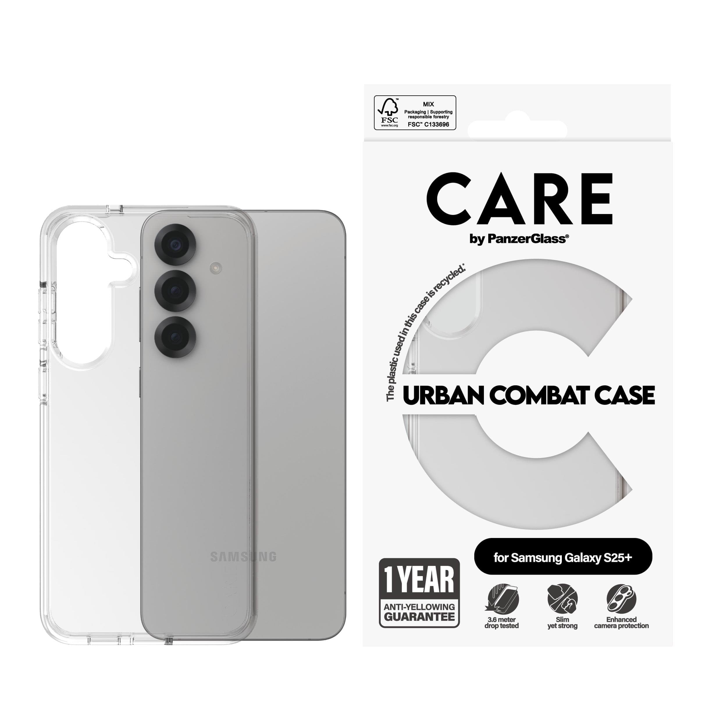 Care by Panzerglass Flagship Case Transparent Urban Combat w. Clear Frame Samsung Galaxy S25+ - Handys Cover Cases