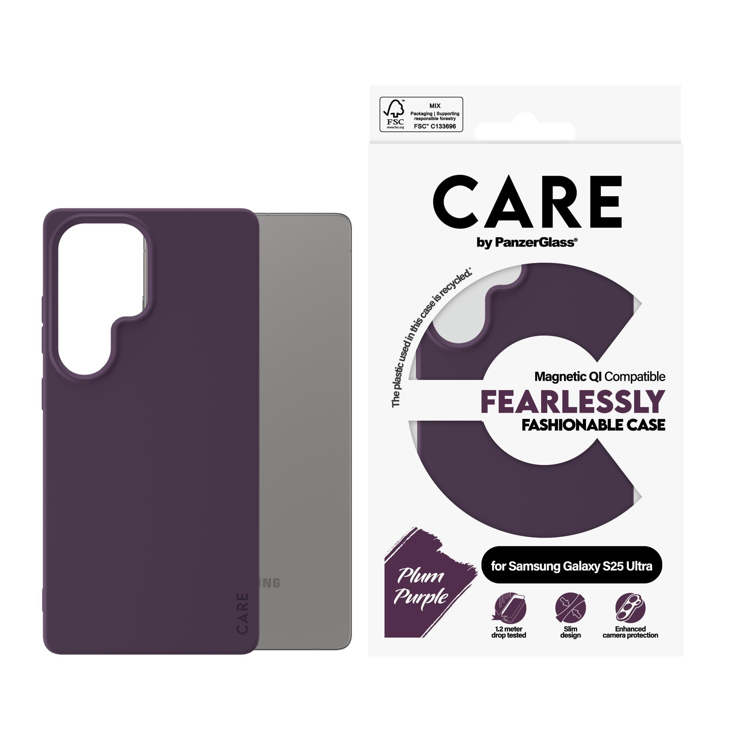 Care by Panzerglass Fashionable Case Plum Purple w. QI Compatible Samsung Galaxy S25 Ultra - Handys Cover Cases