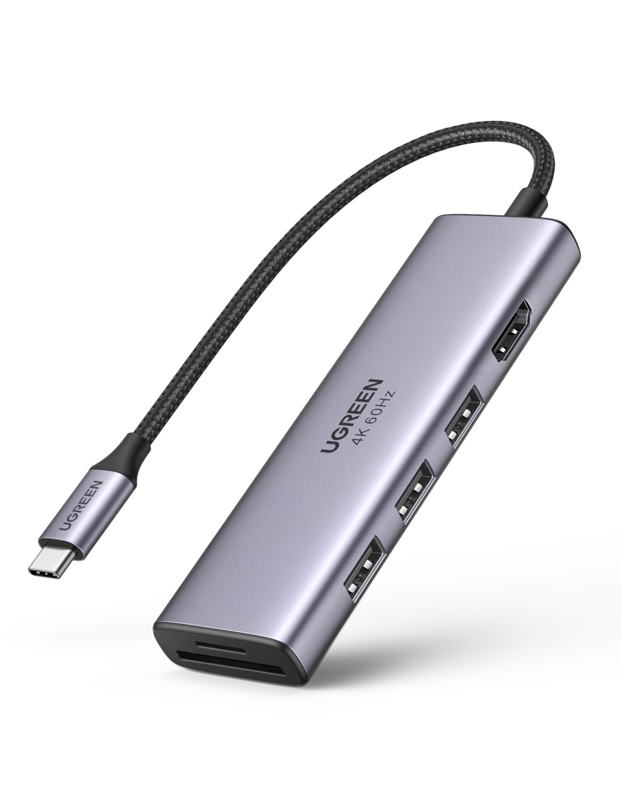 Ugreen 6-in-1 Usb C Hub 4k@60hz Usb-hubs - 6 - Silber - Usb Hubs 60383-ug
