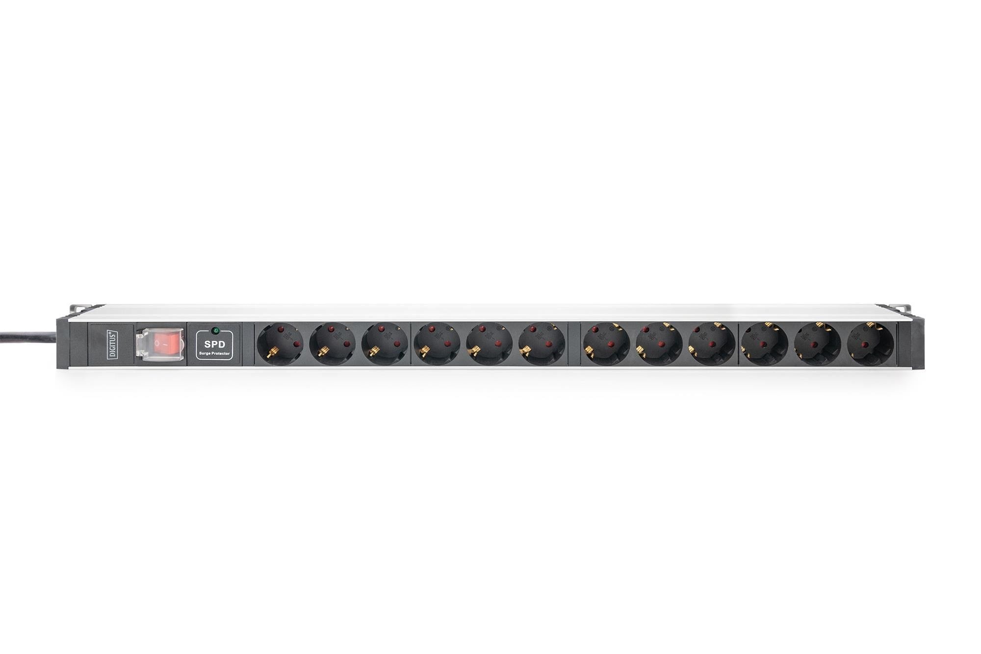 Digitus 12-port - 1U - Aluminum Pdu - Stromkabel Extern Schwarz Dn-95435