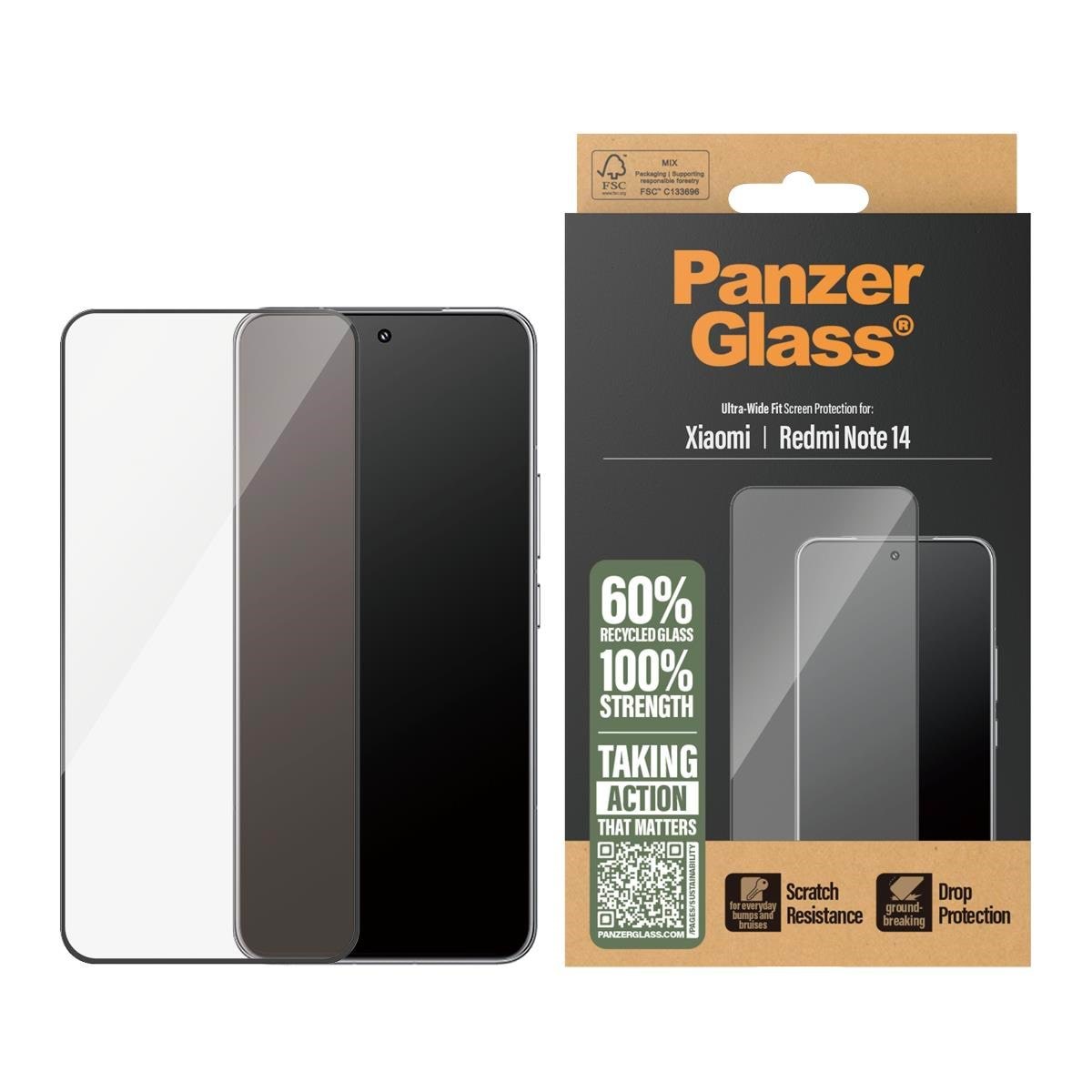 Panzerglass Screen Protector Xiaomi Redmi Note 14 | Ultra-wide Fit - Handys Schutzfolie