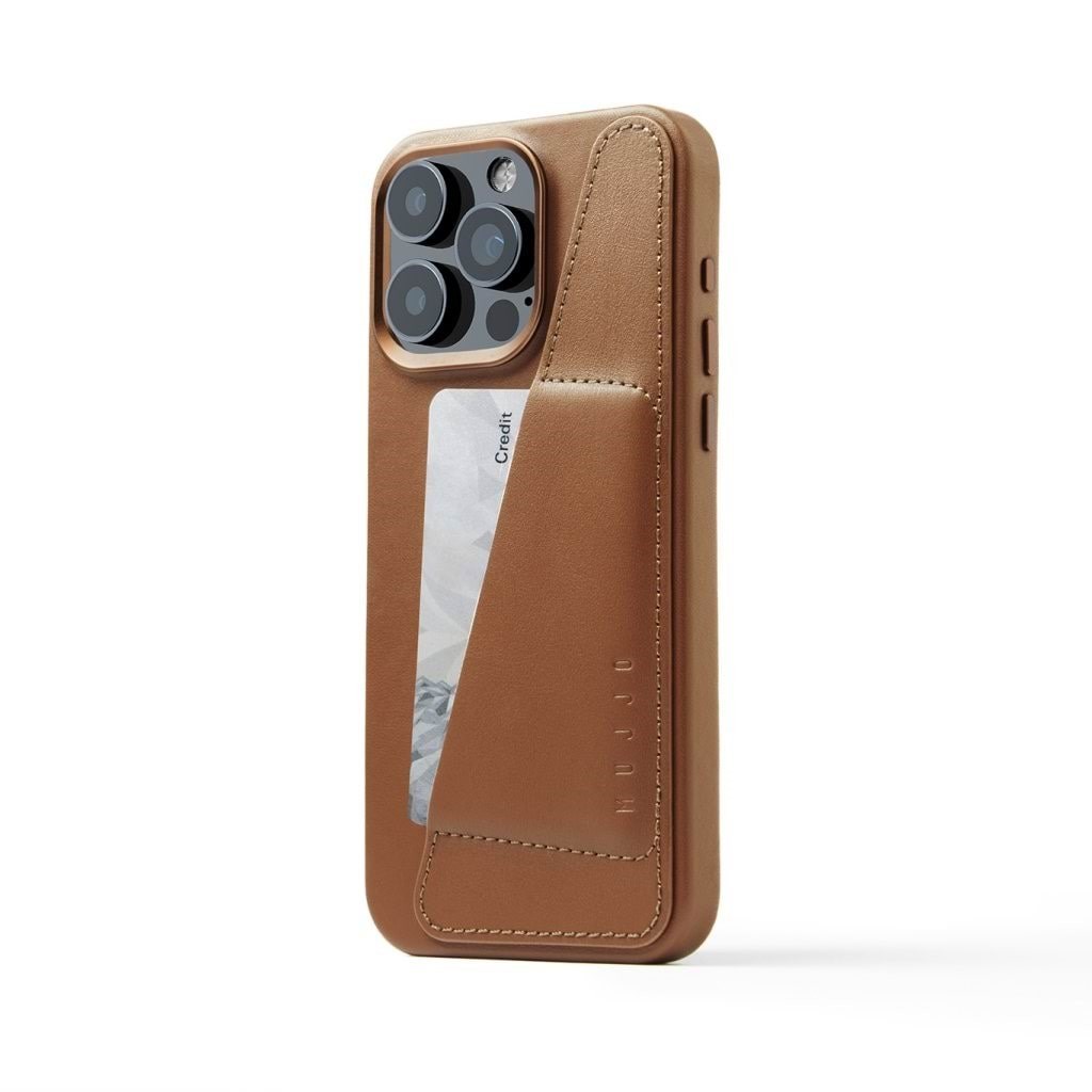 Mujjo Iphone 15 Pro Max Wallet Leather Case - Tan - Handys Cover Cases