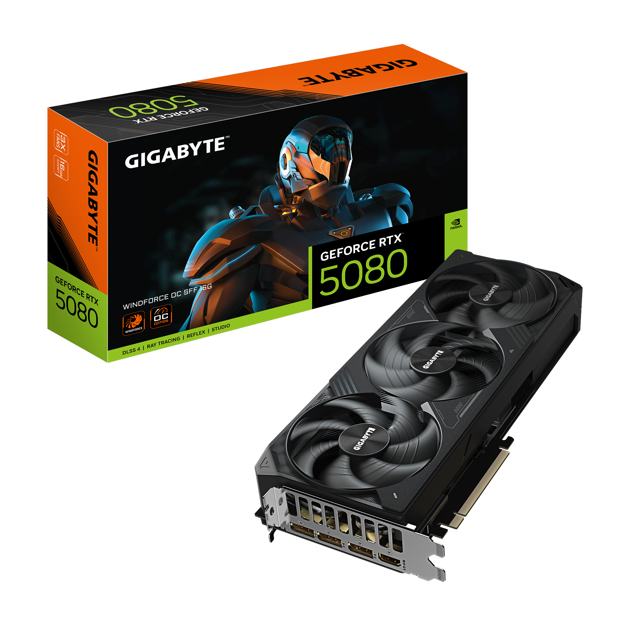 Gigabyte Geforce Rtx 5080 Windforce 3 OC - 16gb Gddr7 Ram - Grafikkarte Schwarz Gv-n5080wf3oc-16gd