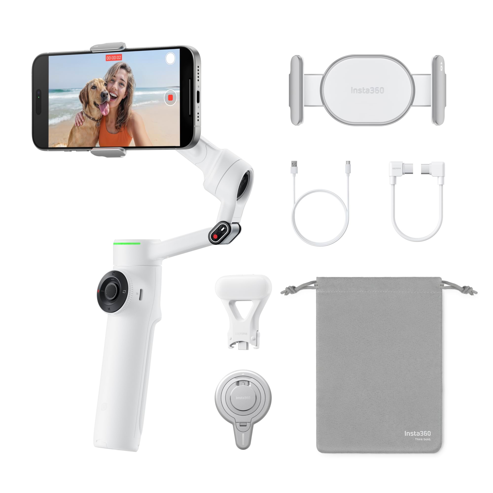 Insta360 Flow 2 Pro Creator Bundle - Summit White - Tripods Stative Cinsabqb-flow205