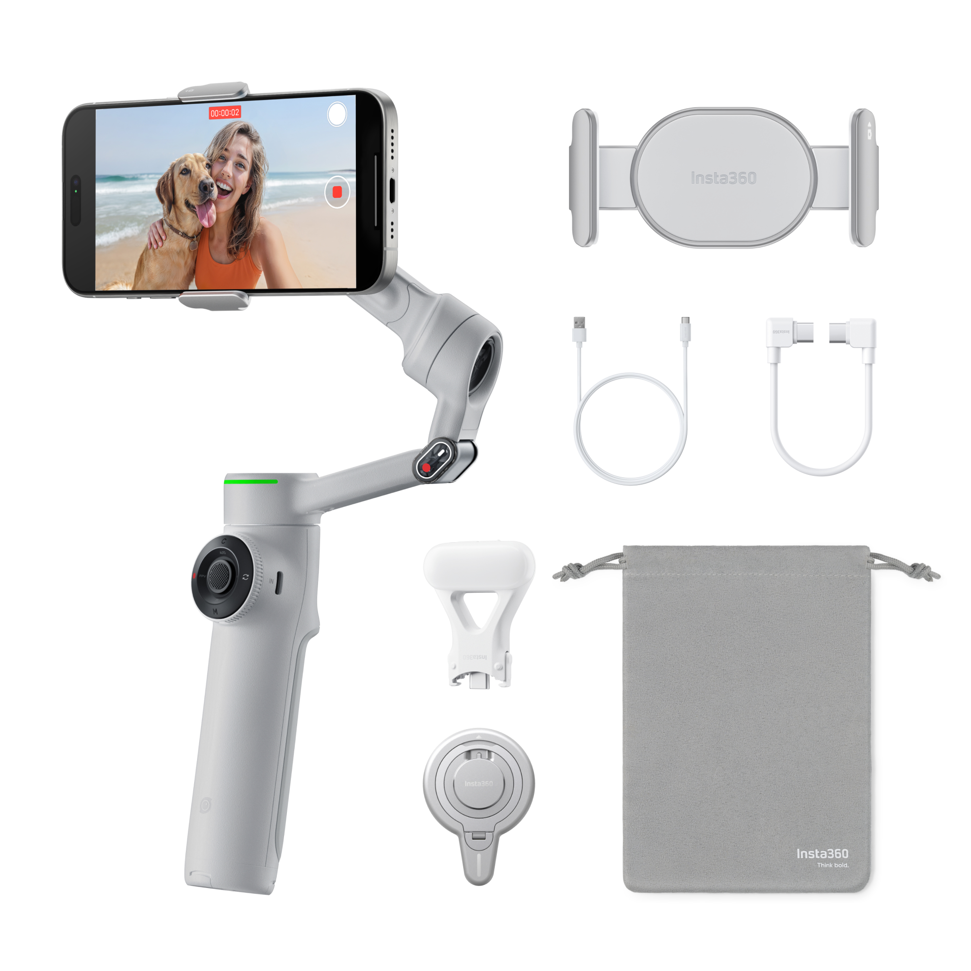 Insta360 Flow 2 Pro Creator Bundle - Stone Gray - Tripods Stative Cinsabqb-flow208