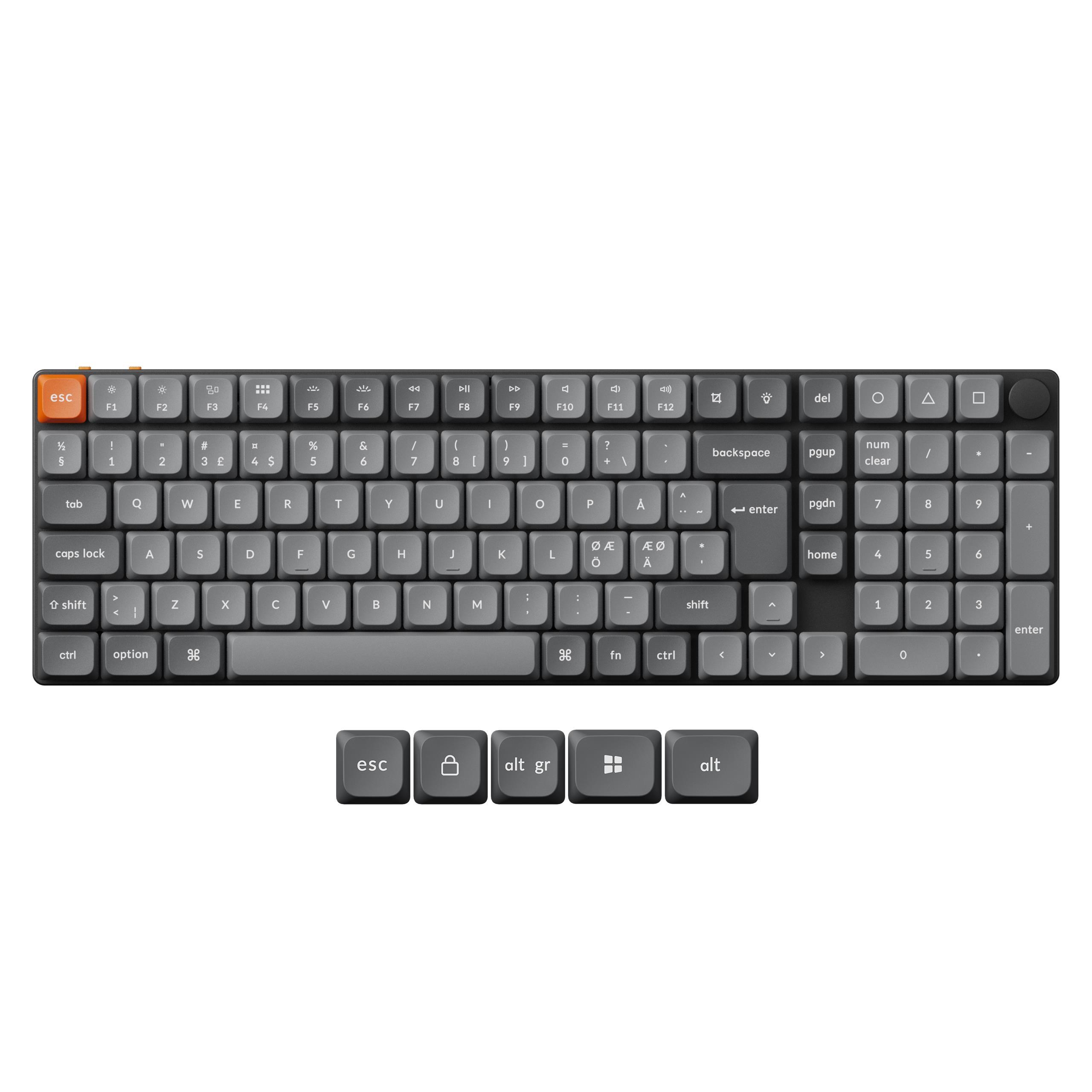 Keychron K17 Max Wireless Tri-mode Hot Swap Qmk/via Gateron Low Profile Red - Gaming Tastatur - 96% - Nordic Iso - Schwarz - Tastaturen K17m-h1-bo