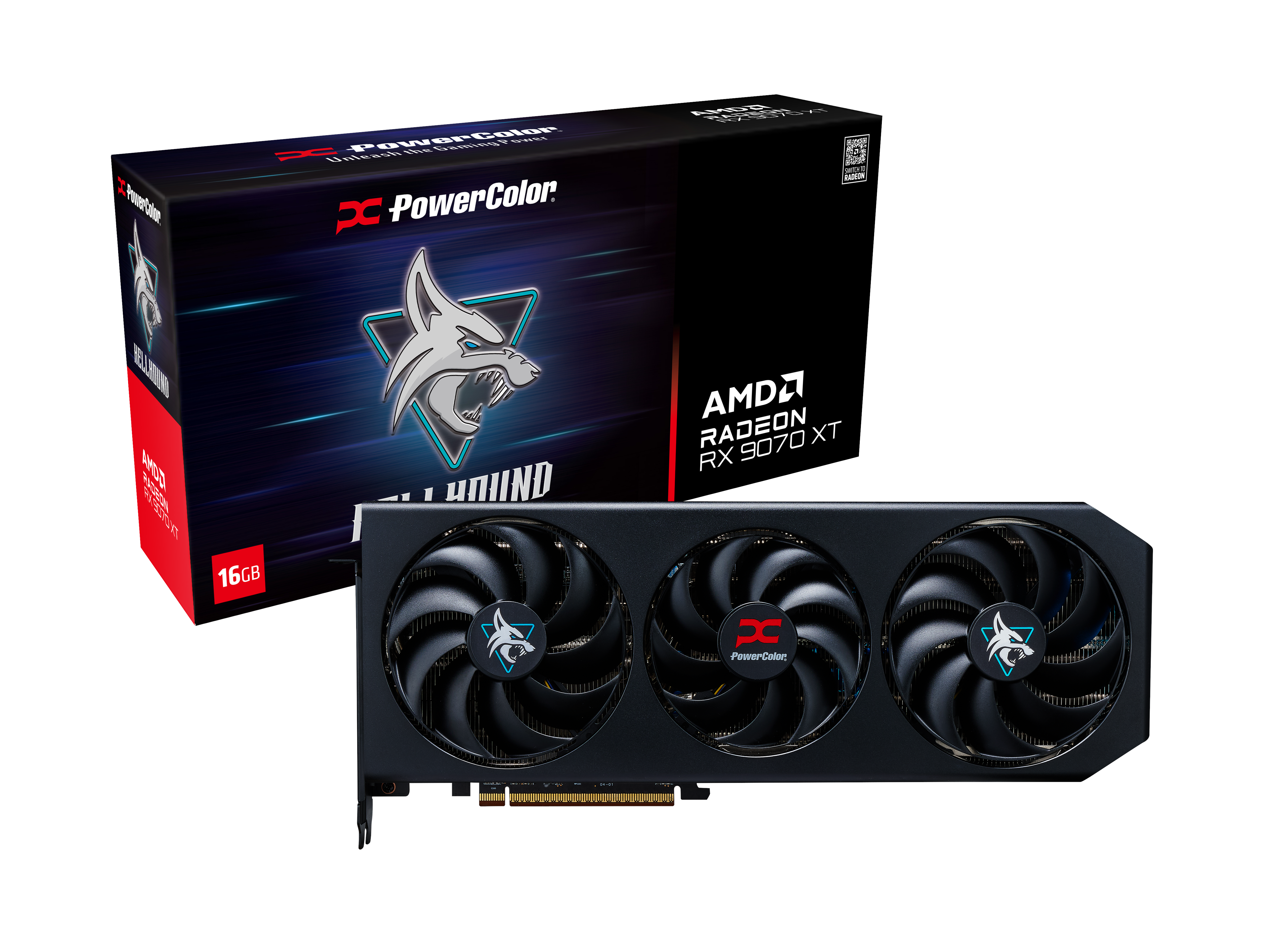 Powercolor Radeon RX 9070 XT Hellhound OC - 16gb Gddr6 Ram - Grafikkarte Schwarz Rx9070xt 16g-l/oc