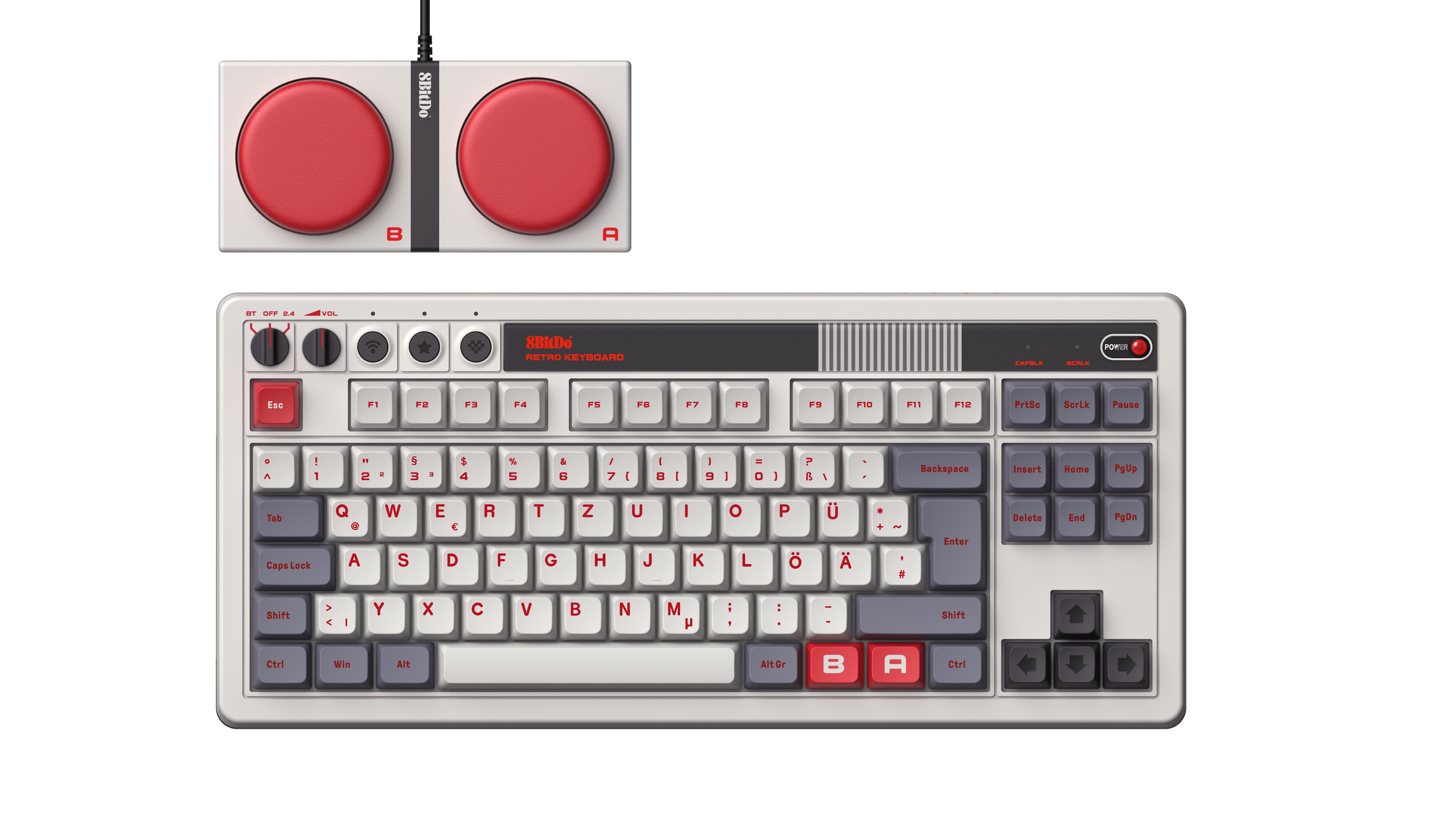 8bitdo Retro Mechanical Keyboard - N Edition Iso (Qwertz) - Deutsch - Grau - Tastaturen Ret00485