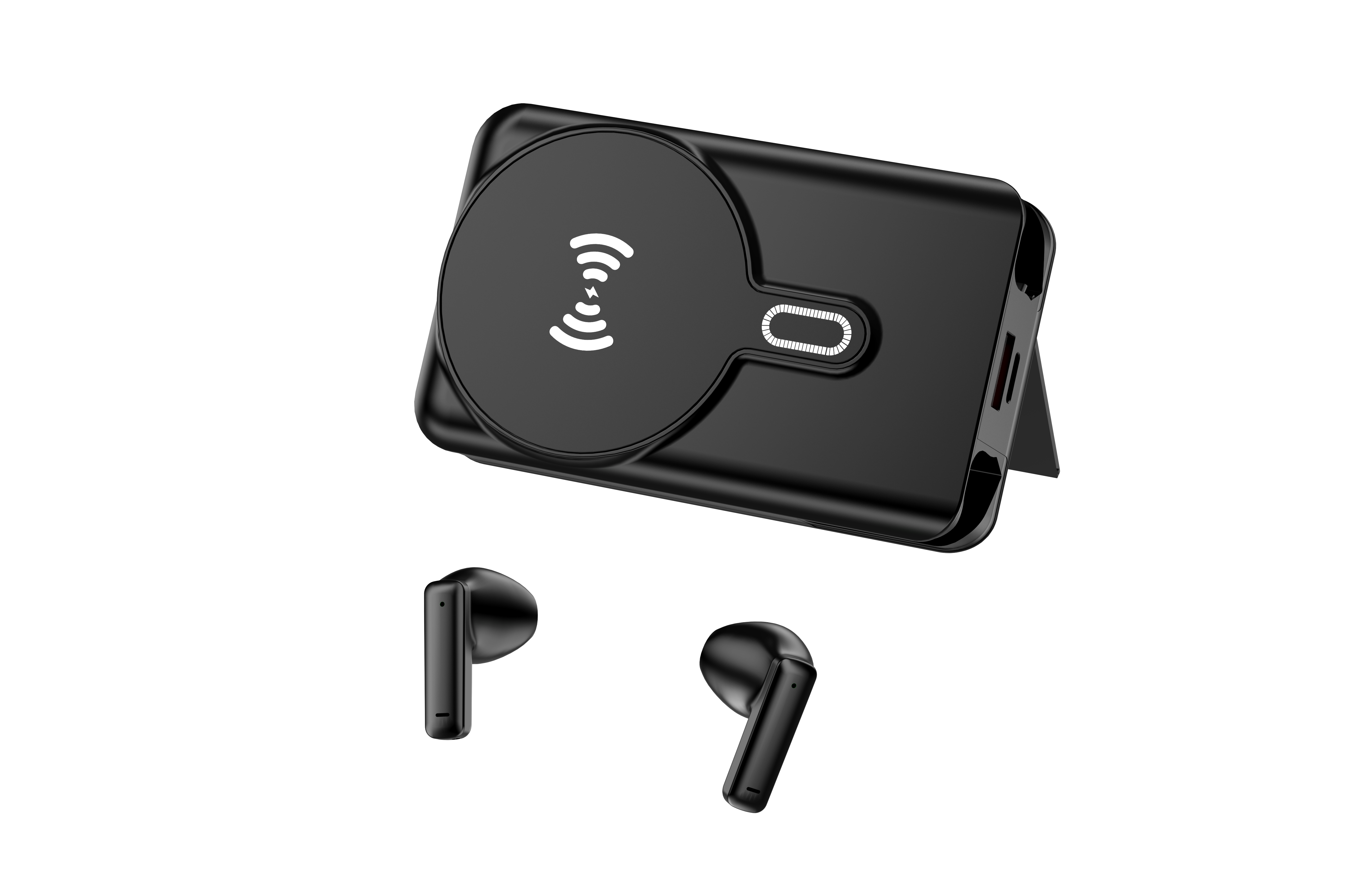 Denver Powerbank + Bluetooth Earbuds - Black - 5000 Mah - Powerbank Akku