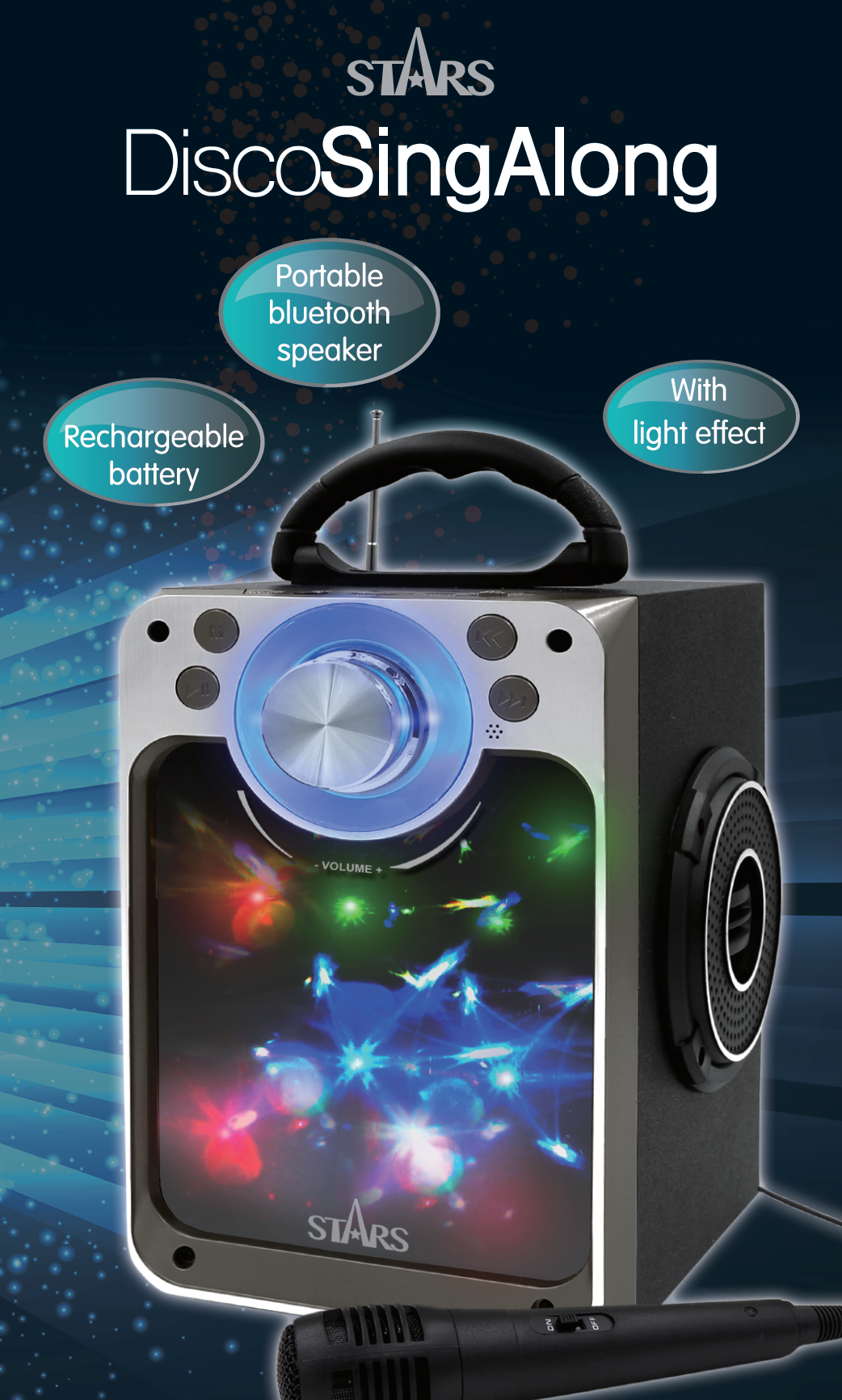 Stars Karaoke Machine With Blue Tooth Disco Led Light Black - Spielzeug 30135