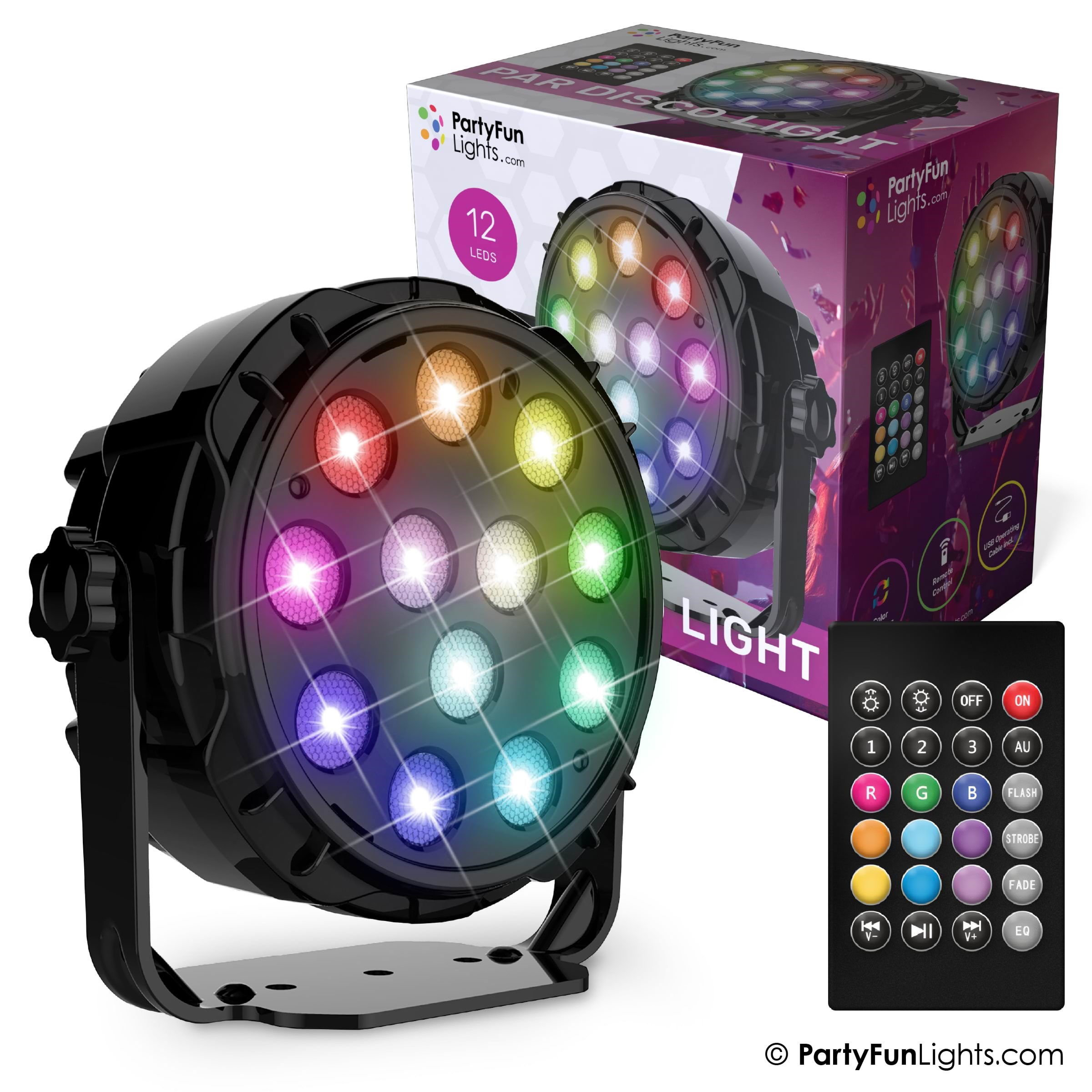 Party Funlight Projektør Disko Lampe Med Fjernbetjening Ø: 12.6cm - Musik