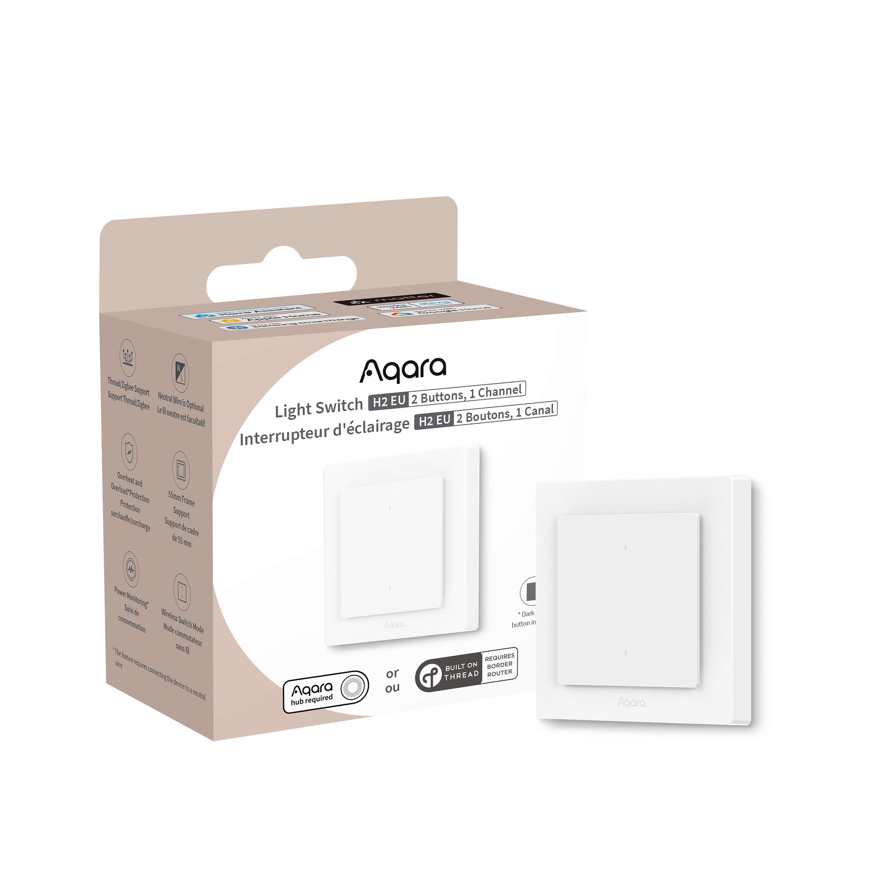 Aqara Light Switch H2 EU (2 Buttons 1 Channel) - Smart Home