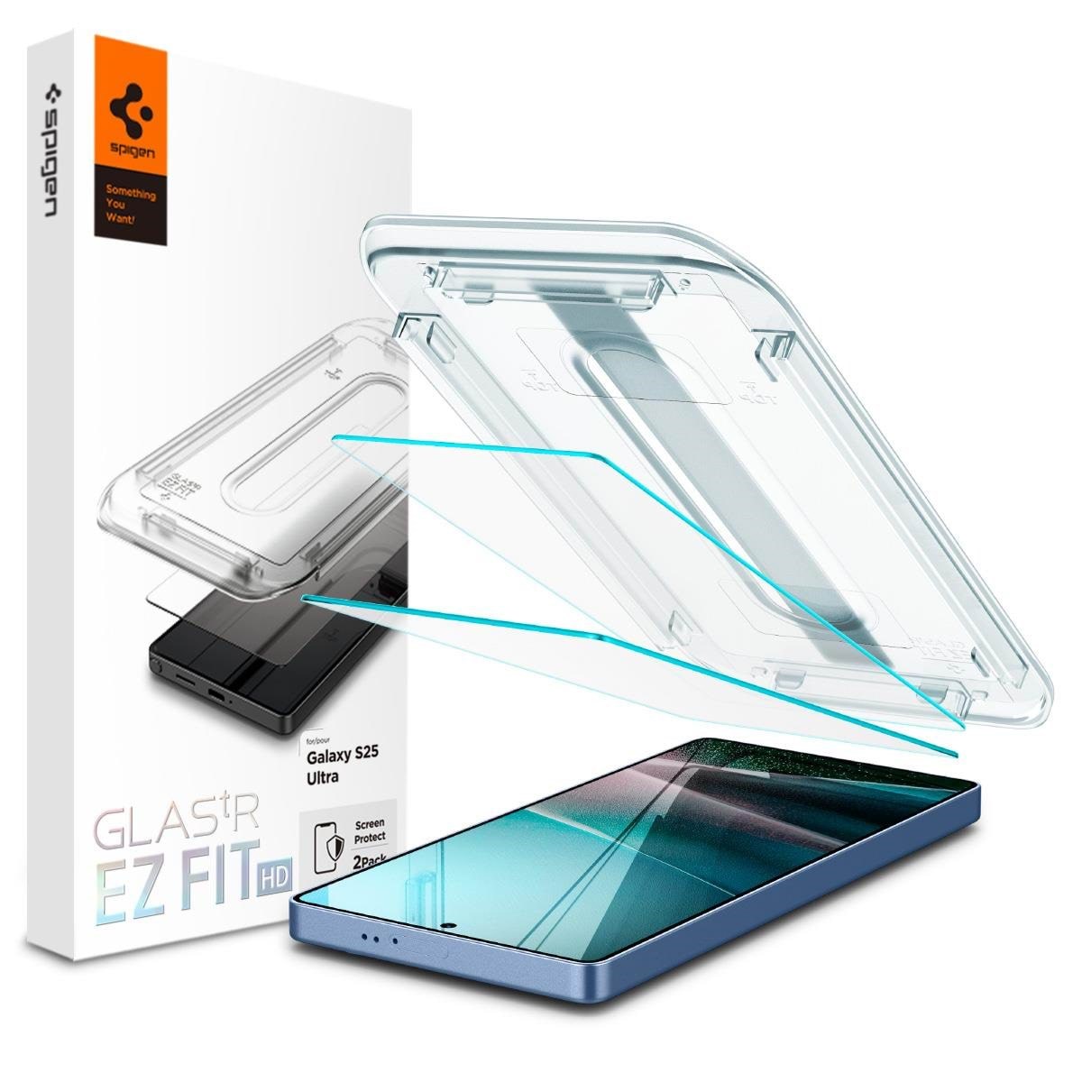 Spigen Glass tR EZ Fit HD 2 Pack - Transparency - Samsung Galaxy S25 Ultra - Handys Schutzfolie Agl09082