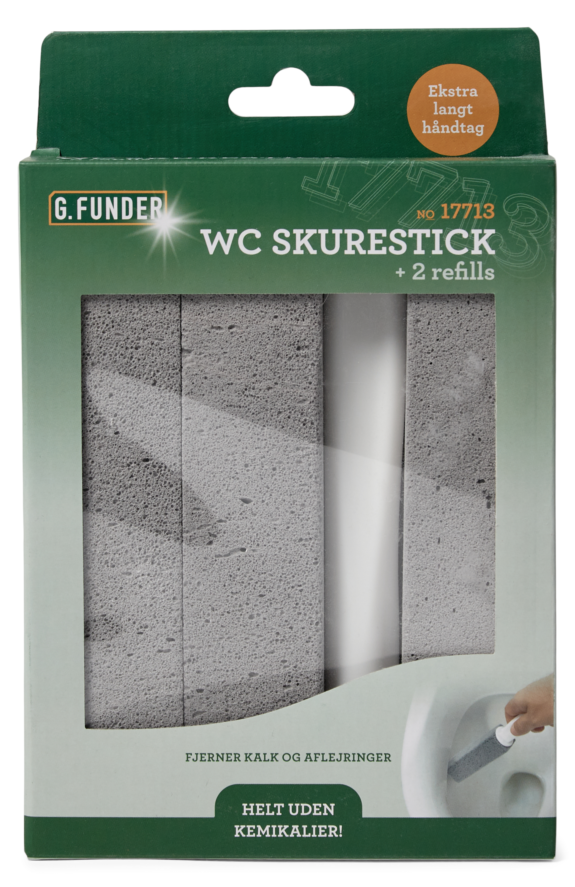 G.Funder WC Scrubbing Stick With Extra Long Handle And 2 Refills (in Colorbox) - Reinigung