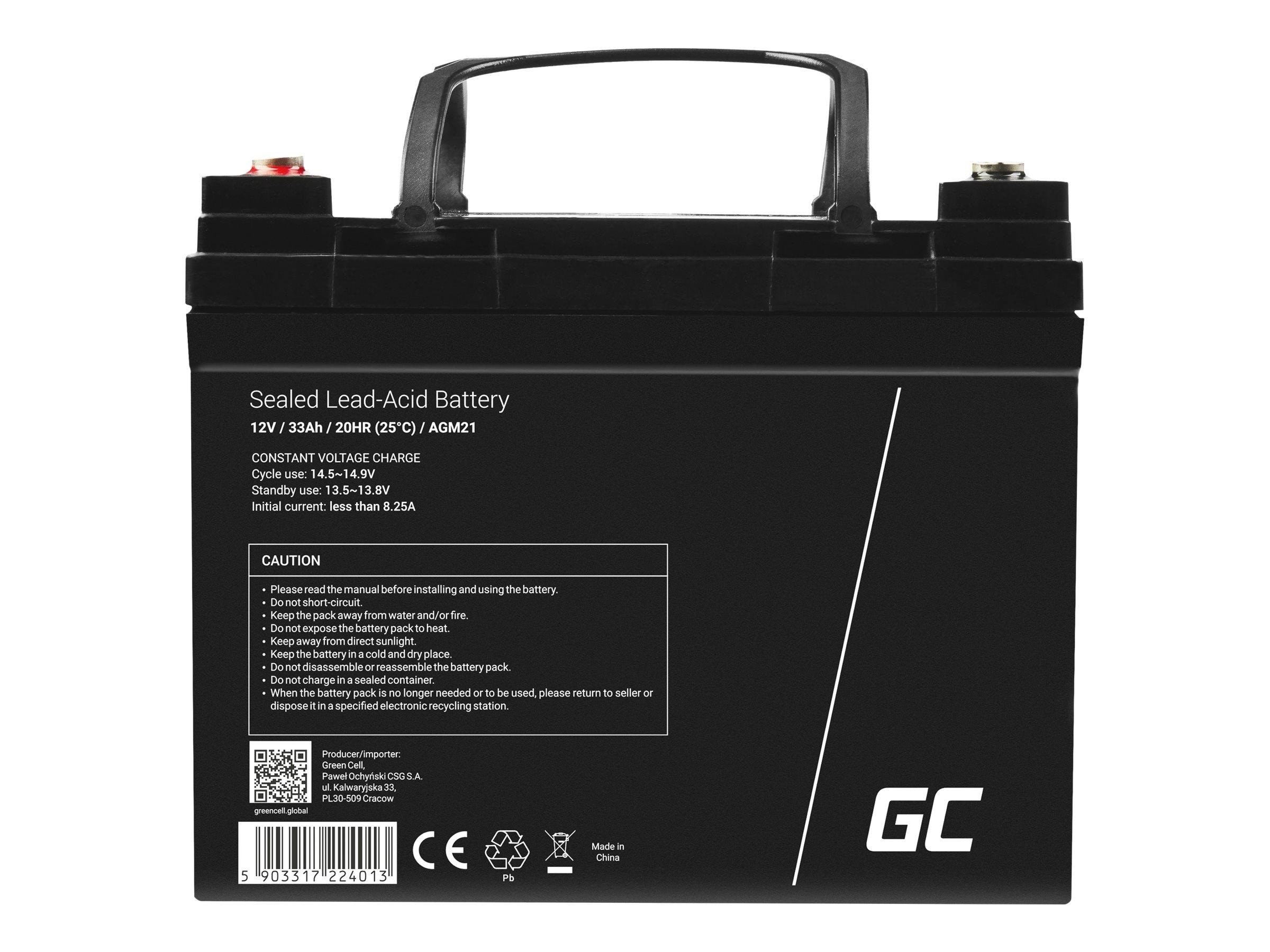 Green Cell Agm21 Agm 12v/33ah Gel Deep Cycle - Usvs