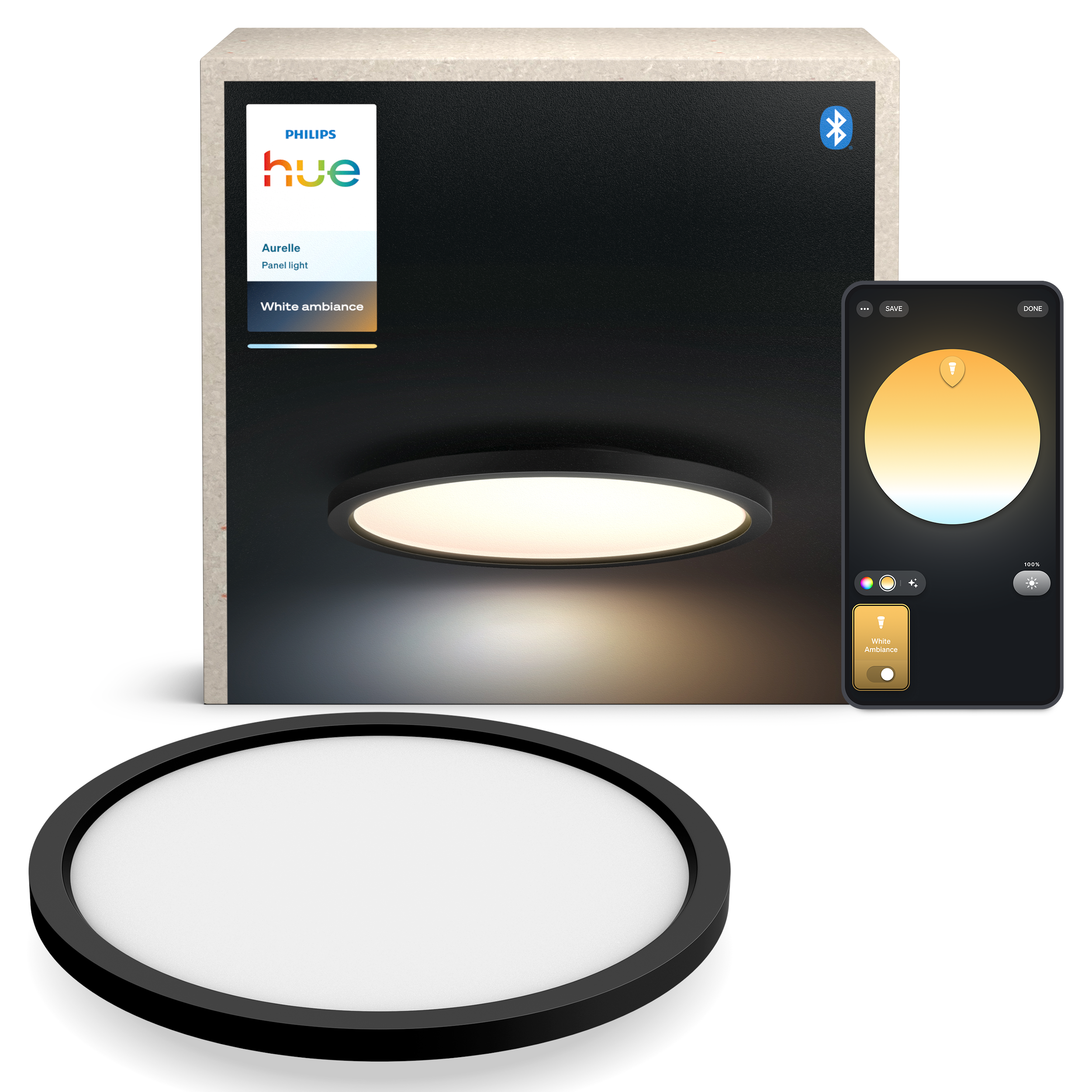 Philips Hue Aurelle Panel Round Black - Smart Home 929003597902