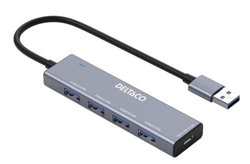 Deltaco Usb-a Hub - 4x Usb-a Female Usb-hubs - Usb 3.0 - 4 - Silber - Usb Hubs