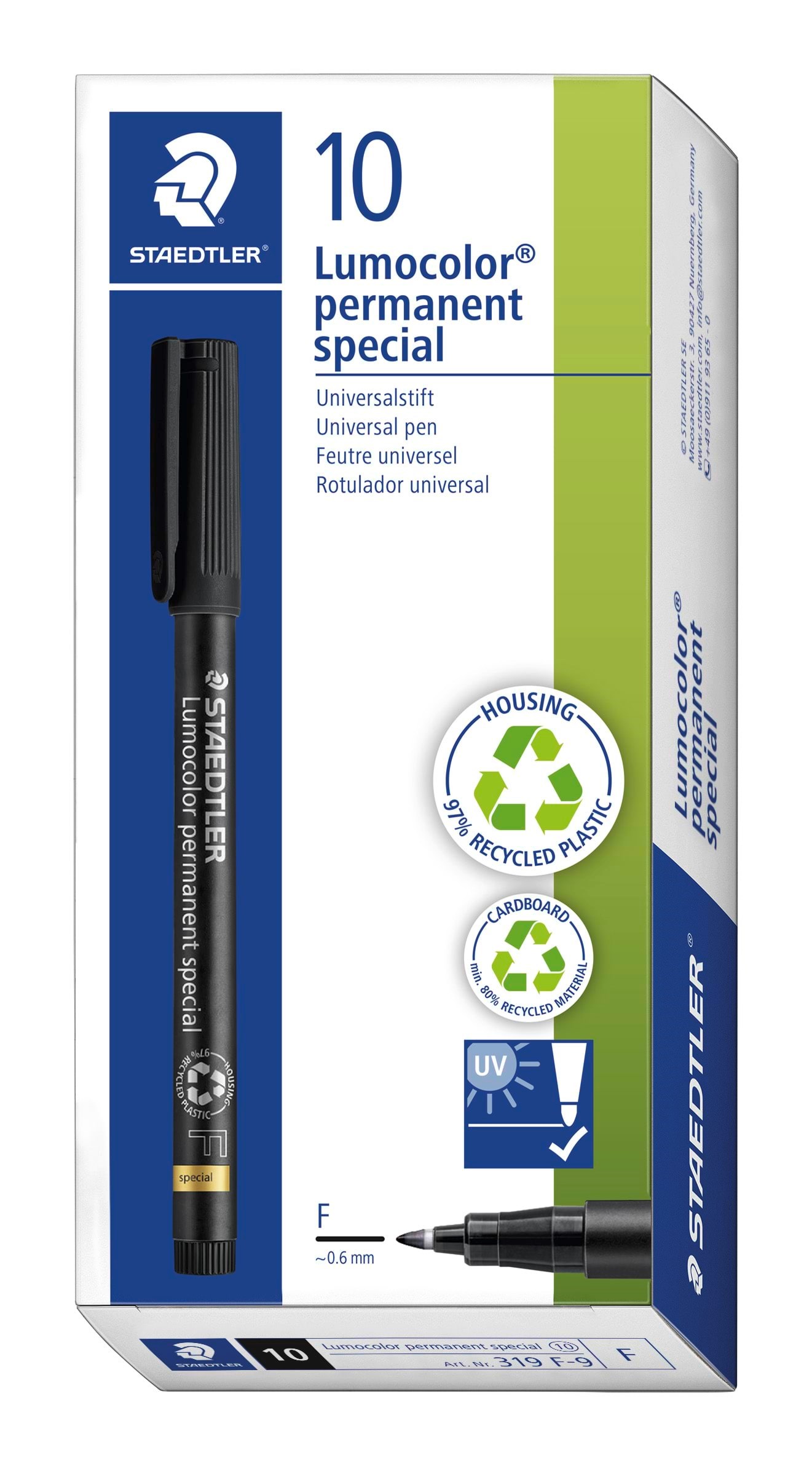 Staedtler Universal Pen Lumocolor Spec F Red 10 Pcs - Utensilien Zum Schreiben Und Zeichnen 319 F-2
