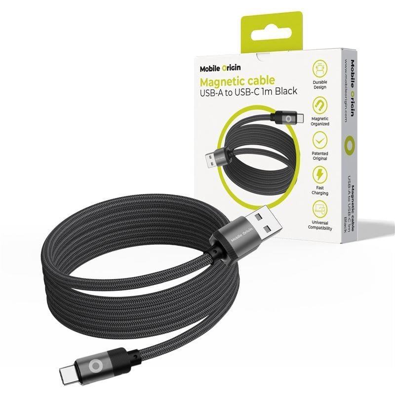 Mobile Origin Magnetic Patented Original Cable Usb-a to Usb-c 1m - Black - Usb Kabel