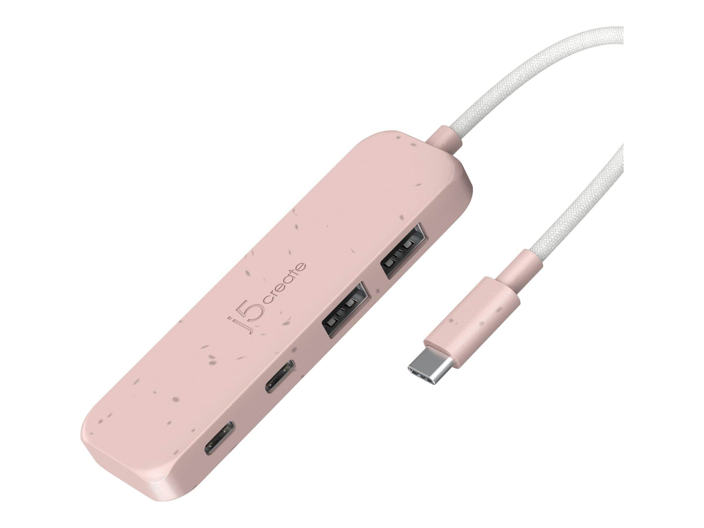 J5create Jch342er - Hub - Eco-friendly Usb-c - 4 Ports Usb-hubs - 4 - Pink - Usb Hubs Jch342er-n