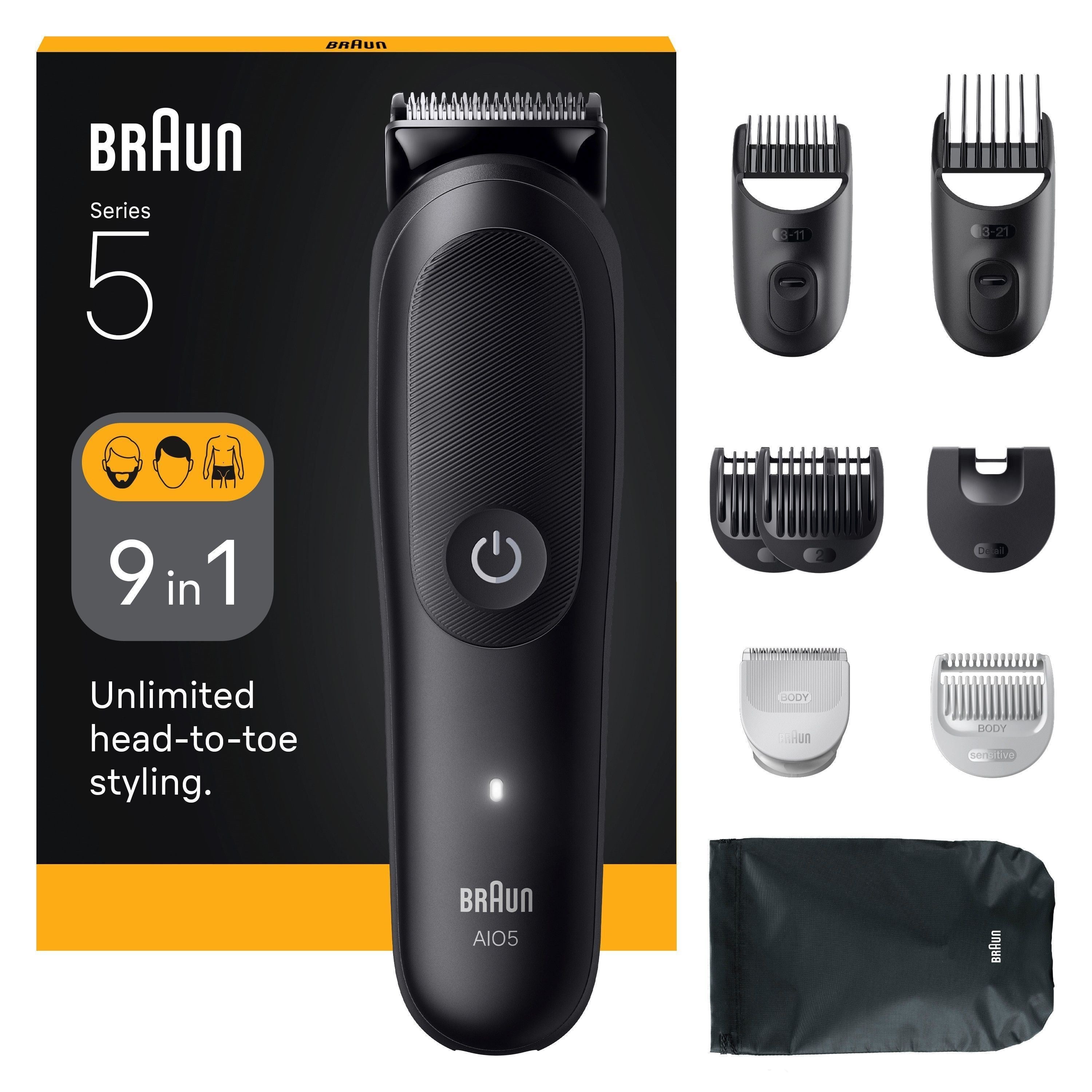 Braun Body Trimmer Styler Aio 5540 - Black Matt - Haarschneidegeraete 7500435245029