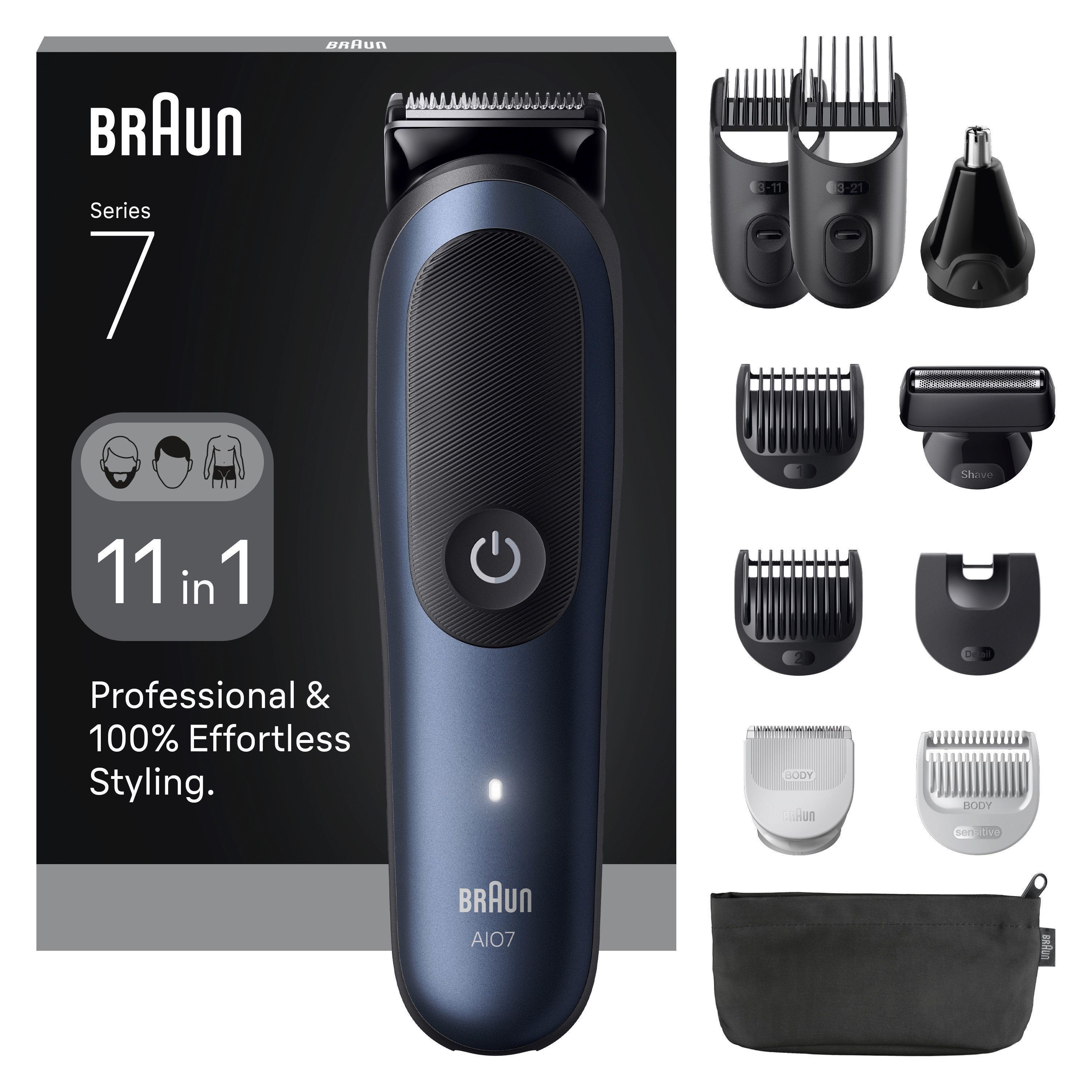 Braun Body Trimmer Styler Aio 7540 - Black / Deep Blue - Haarschneidegeraete 7500435245036