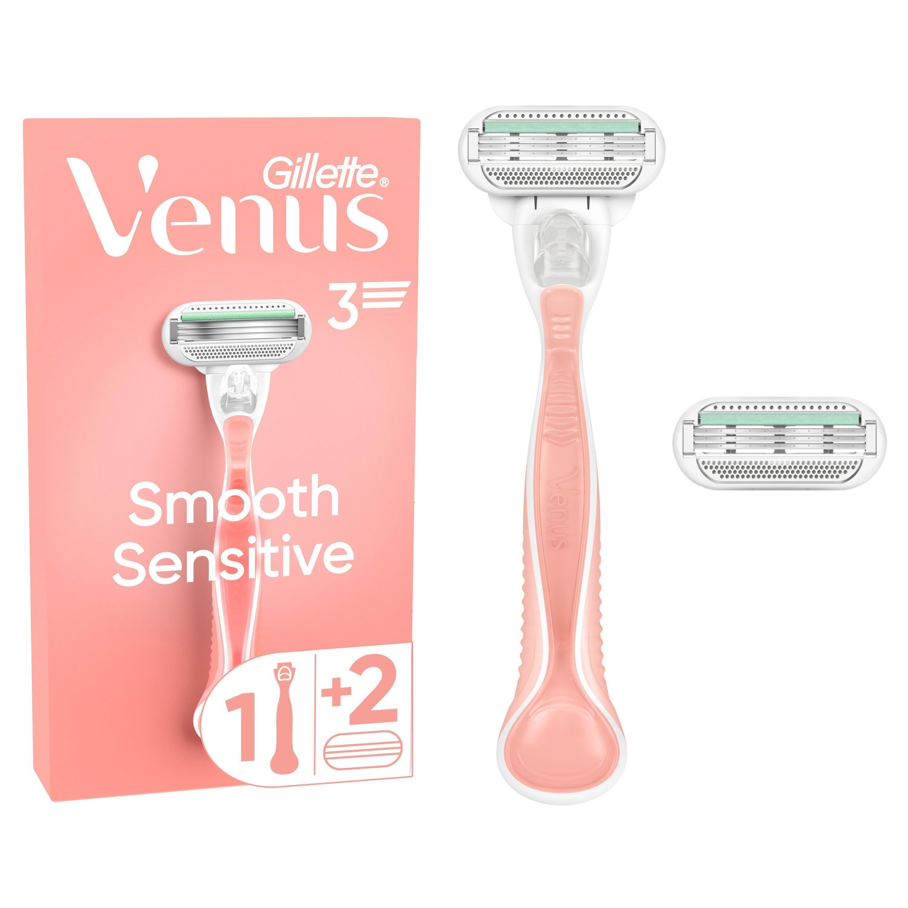 Gillette-venus Smooth Sensitive Pink Handle + 2 Refills - Rasierausstattung 7702018575350