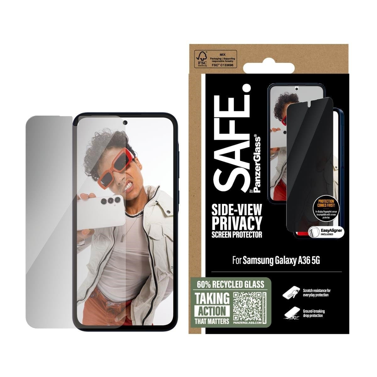 Safe by Panzerglass Privacy Screen Protector Samsung Galaxy A36 5G | Ultra-wide Fit - Handys Schutzfolie Sarpuwfg38083