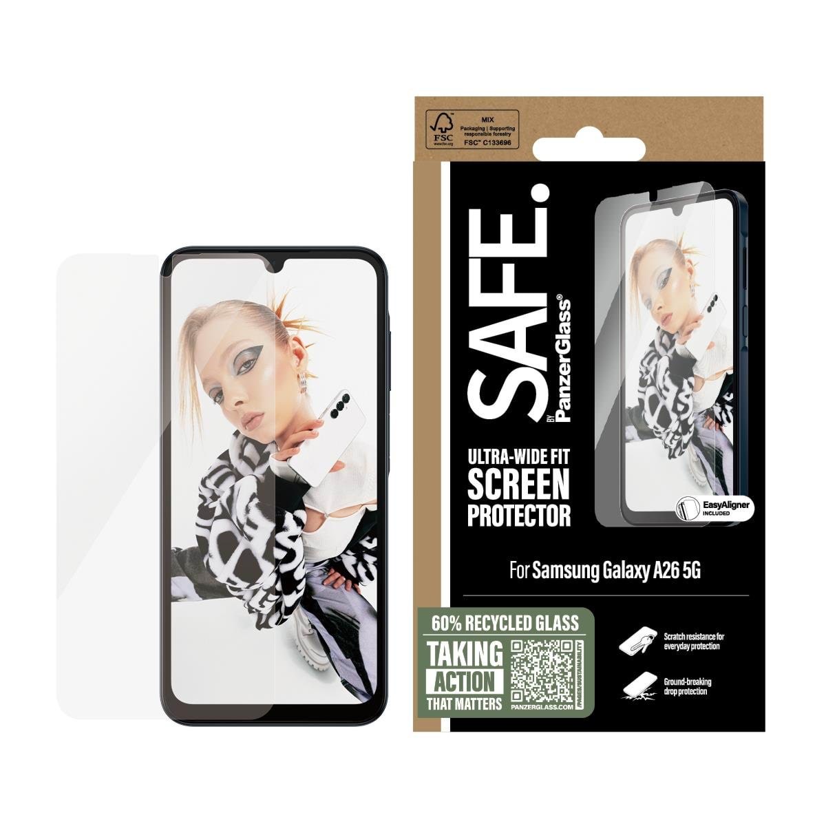 Safe by Panzerglass Screen Protector Samsung Galaxy A26 5G | Ultra-wide Fit w. Aligner - Handys Schutzfolie