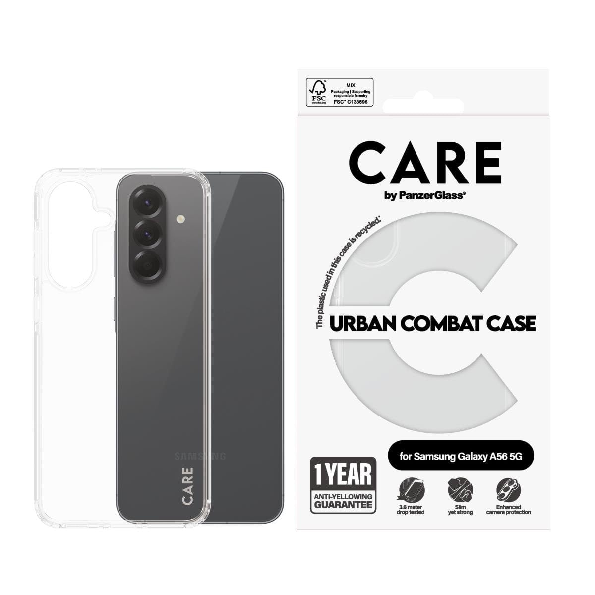 Care by Panzerglass Flagship Case Transparent Urban Combat w. Clear Frame Samsung Galaxy A56 5G - Handys Cover Cases Crrfubcg38380