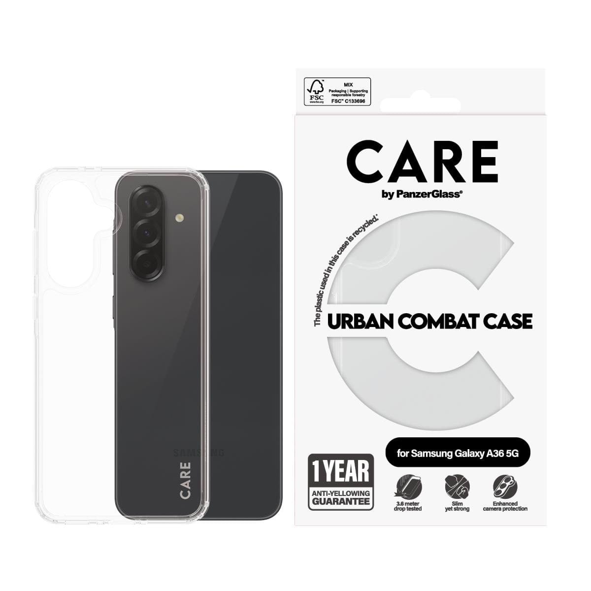 Care by Panzerglass Flagship Case Transparent Urban Combat w. Clear Frame Samsung Galaxy A36 5G - Handys Cover Cases