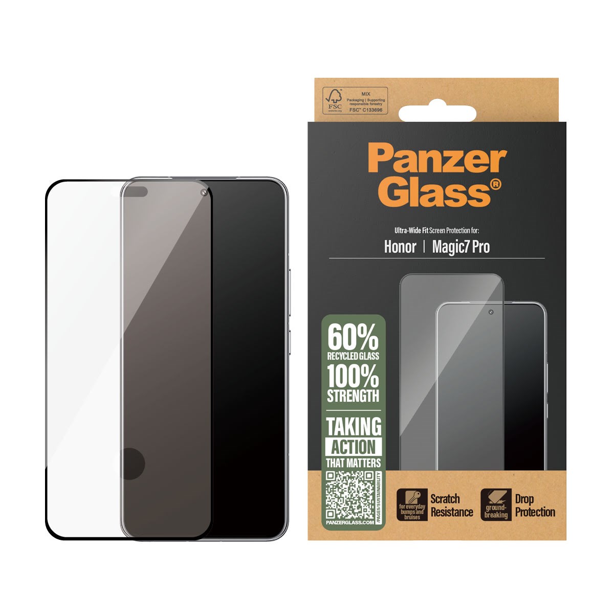 Panzerglass Screen Protector Honor Magic7 Pro | Ultra-wide Fit - Handys Schutzfolie