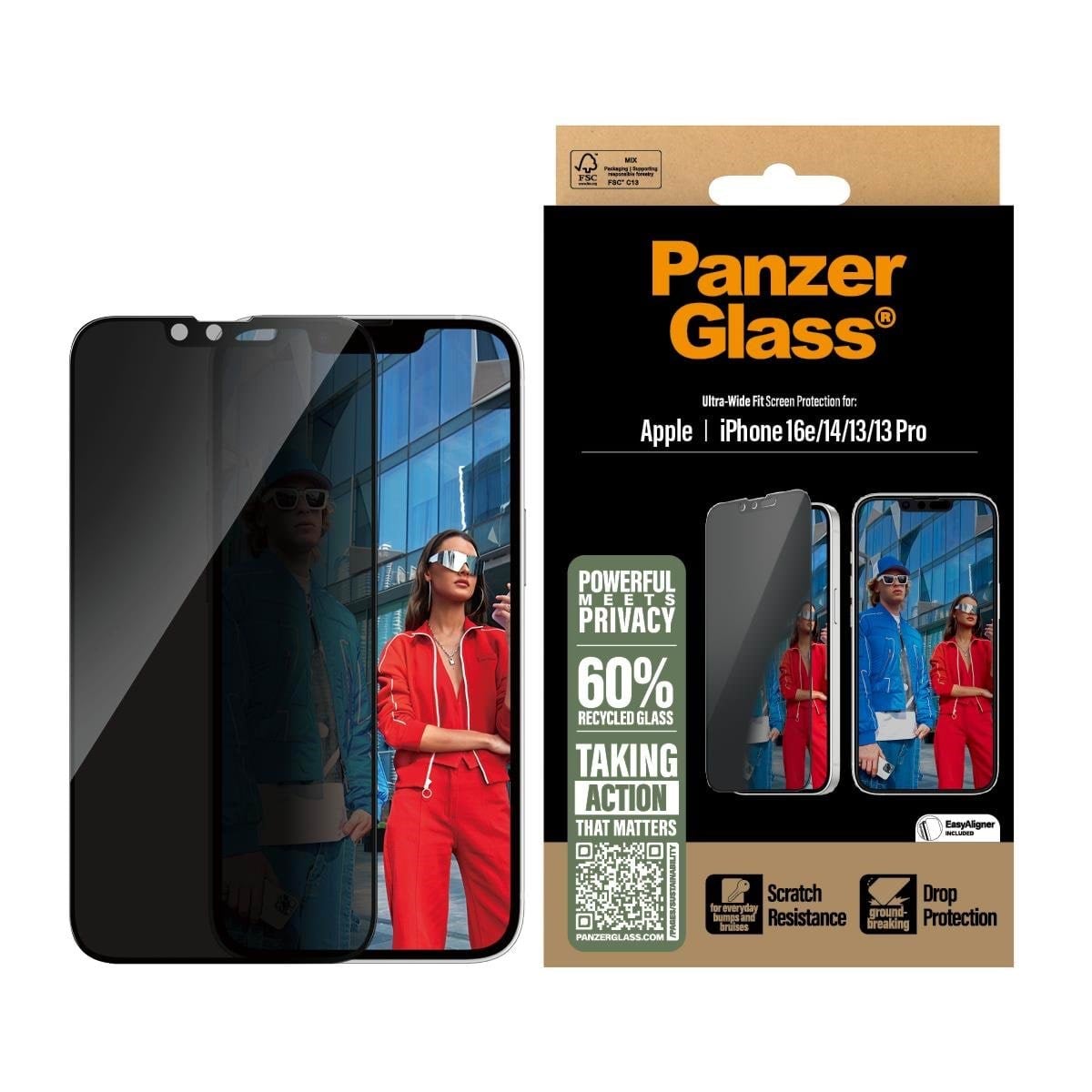 Panzerglass Privacy Screen Protector Iphone 17e | 16e | 14 | 13 | 13 Pro | Ultra-wide Fit w. Easyaligner - Handys Schutzfolie Pgrpuwfg29845