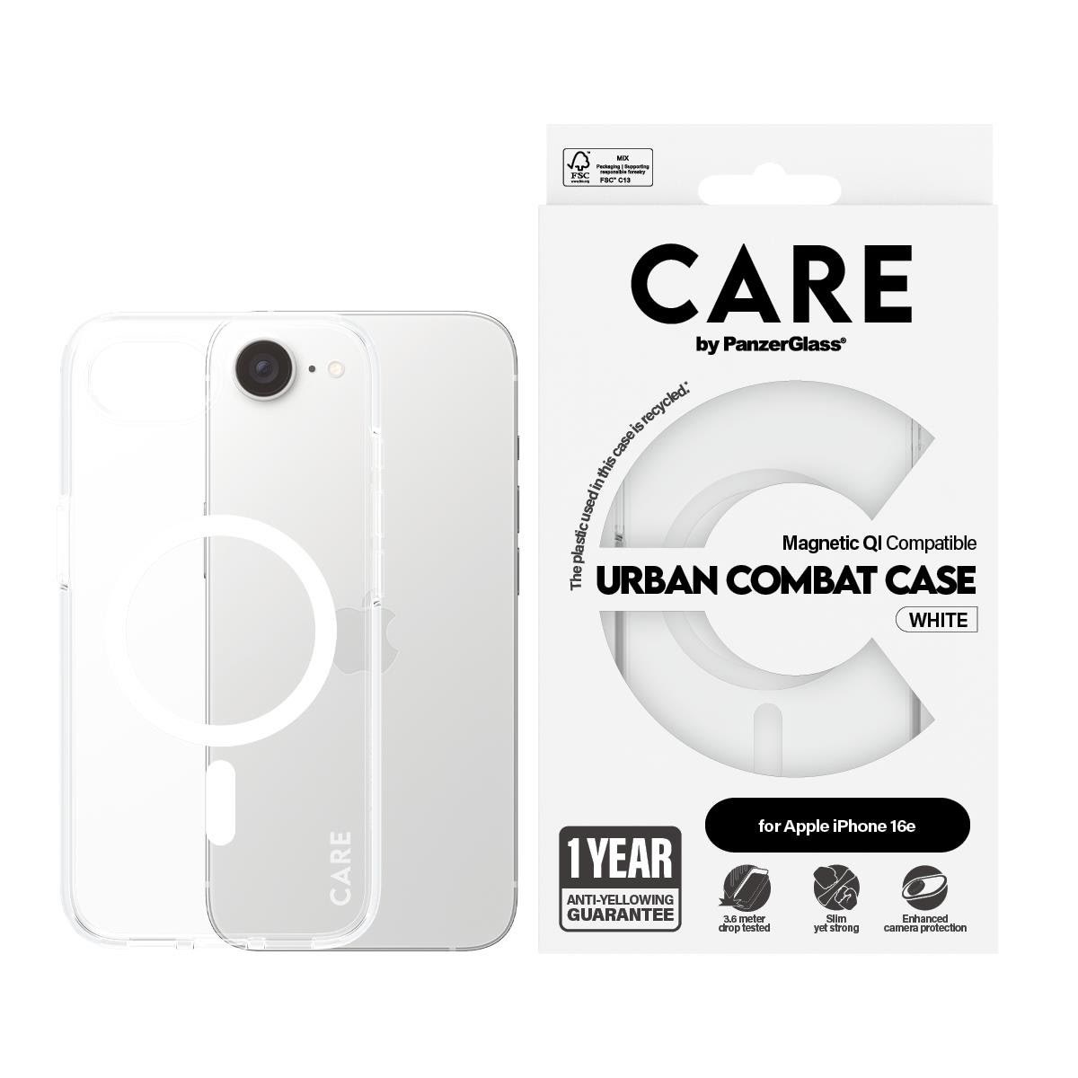 Care by Panzerglass Urban Combat Case Transparent w. White Qi Compatible Iphone 17e | 16e - Handys Cover Cases Crrtpucg29845