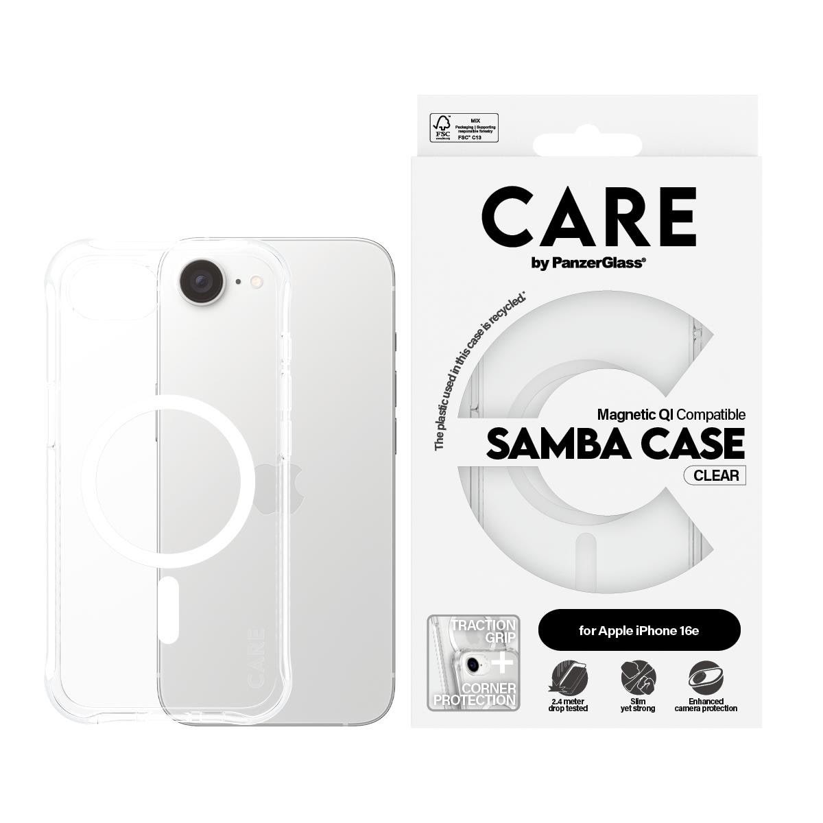 Care by Panzerglass Samba Case Transparent w. White Qi Compatible Iphone 17e | 16e - Handys Cover Cases Crrflcmg29845