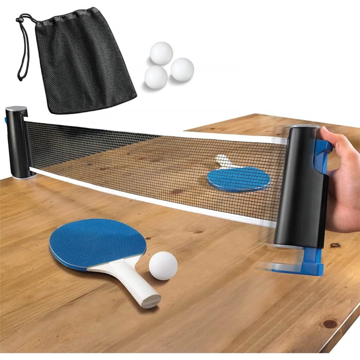 Pro Table Tennis Set - Flex Net With 2 Bats And Balls - Gadget 10001