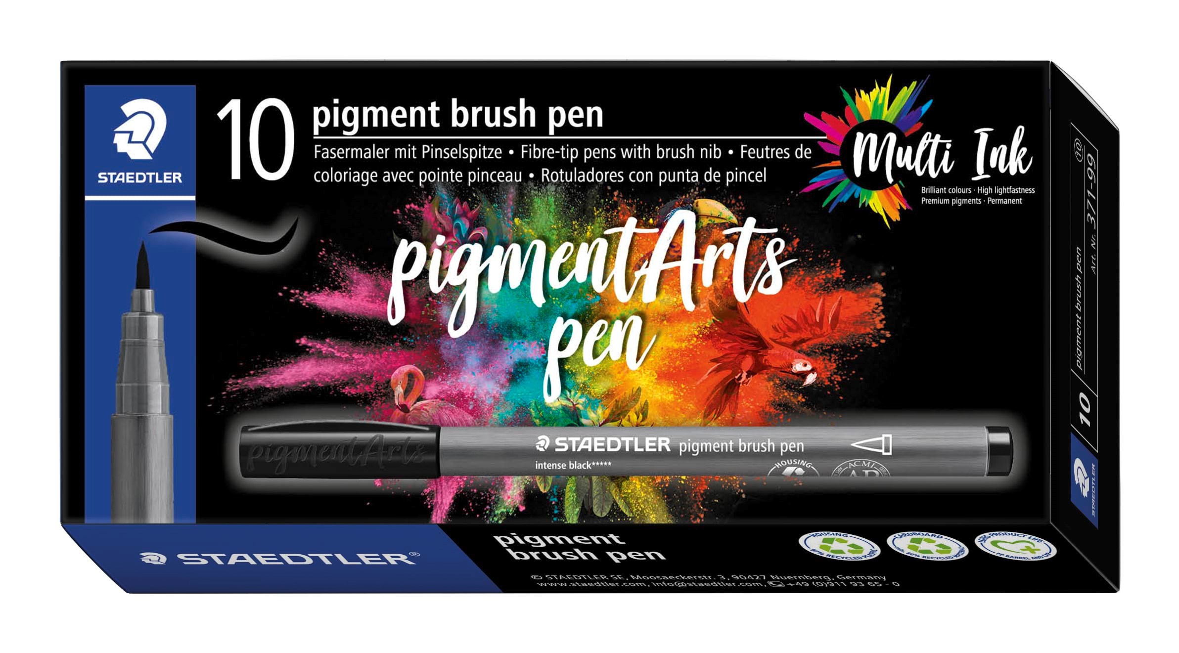 Staedtler Pigment Brush Pen 10 Pcs Scarlet Red - Utensilien Zum Schreiben Und Zeichnen 371-24