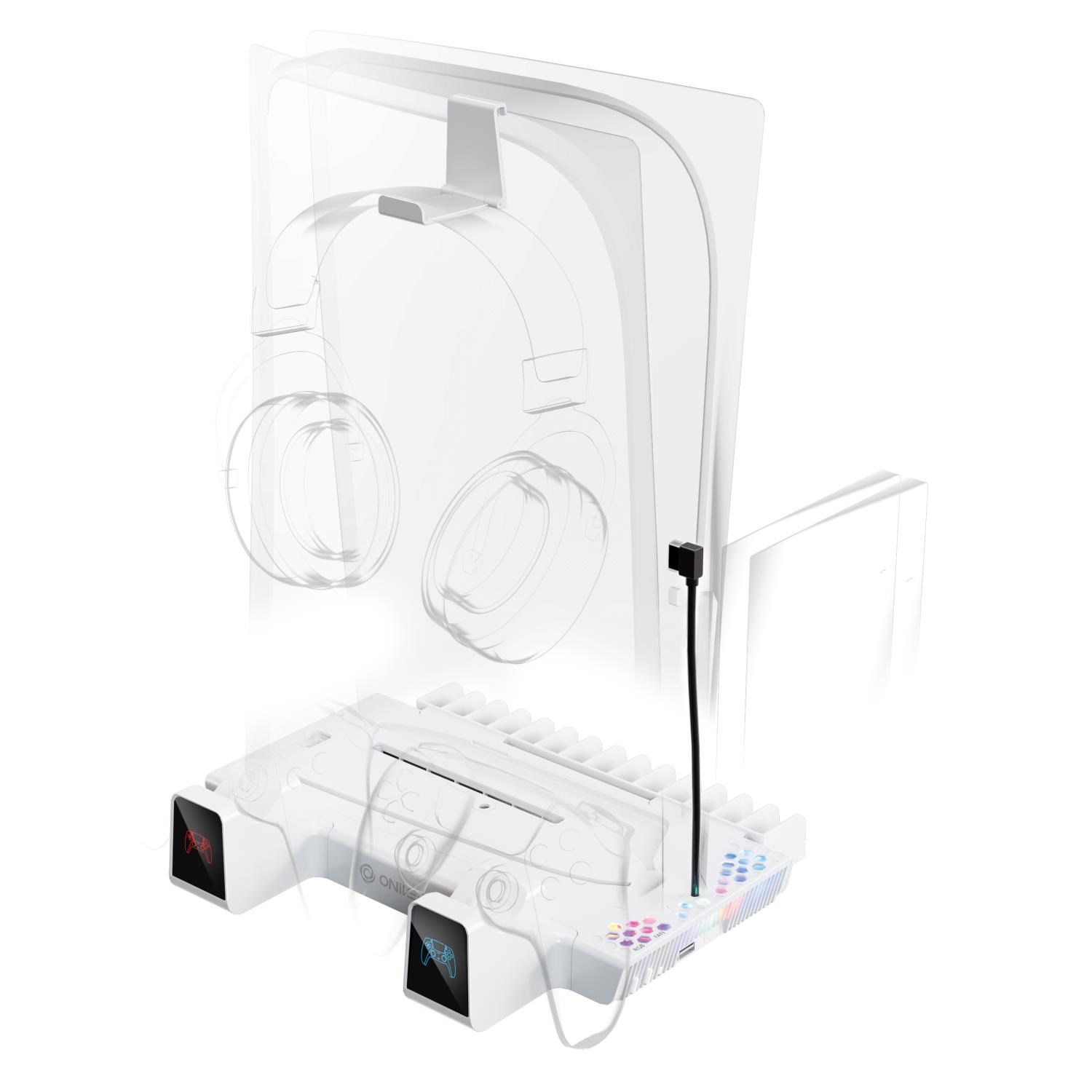 Oniverse Nexus 5 Cooling And Charging Stand - White (Ps5/ Ps5 Slim) - Batterien Und Akkus