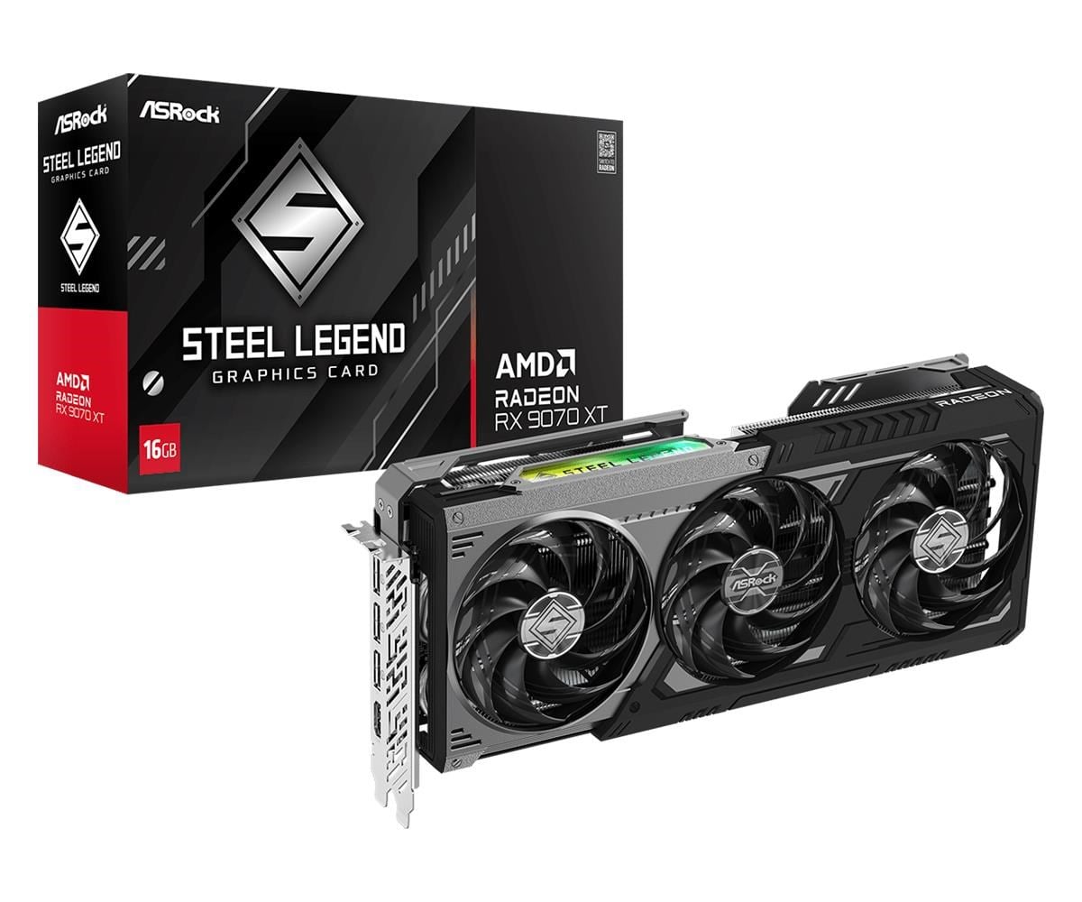 Asrock Radeon RX 9070 XT Steel Legend Dark - 16gb Gddr6 Ram - Grafikkarte Schwarz 90-ga5vzz-00uanf