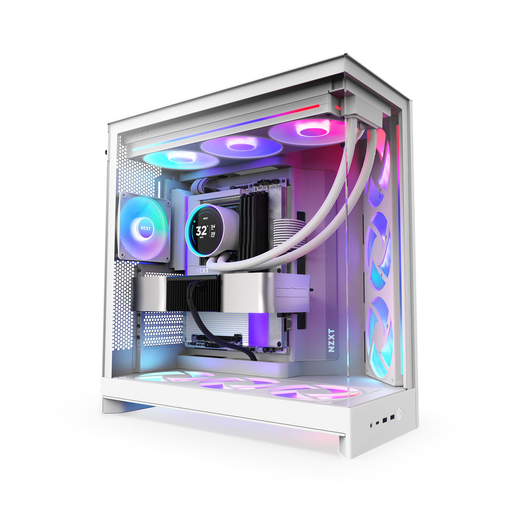 Nzxt H9 Flow Rgb+ (2025) - All White - Controller Incl - Gehäuse - Miditower - Weiß - Gehaeuse Cm-h92fw-p1
