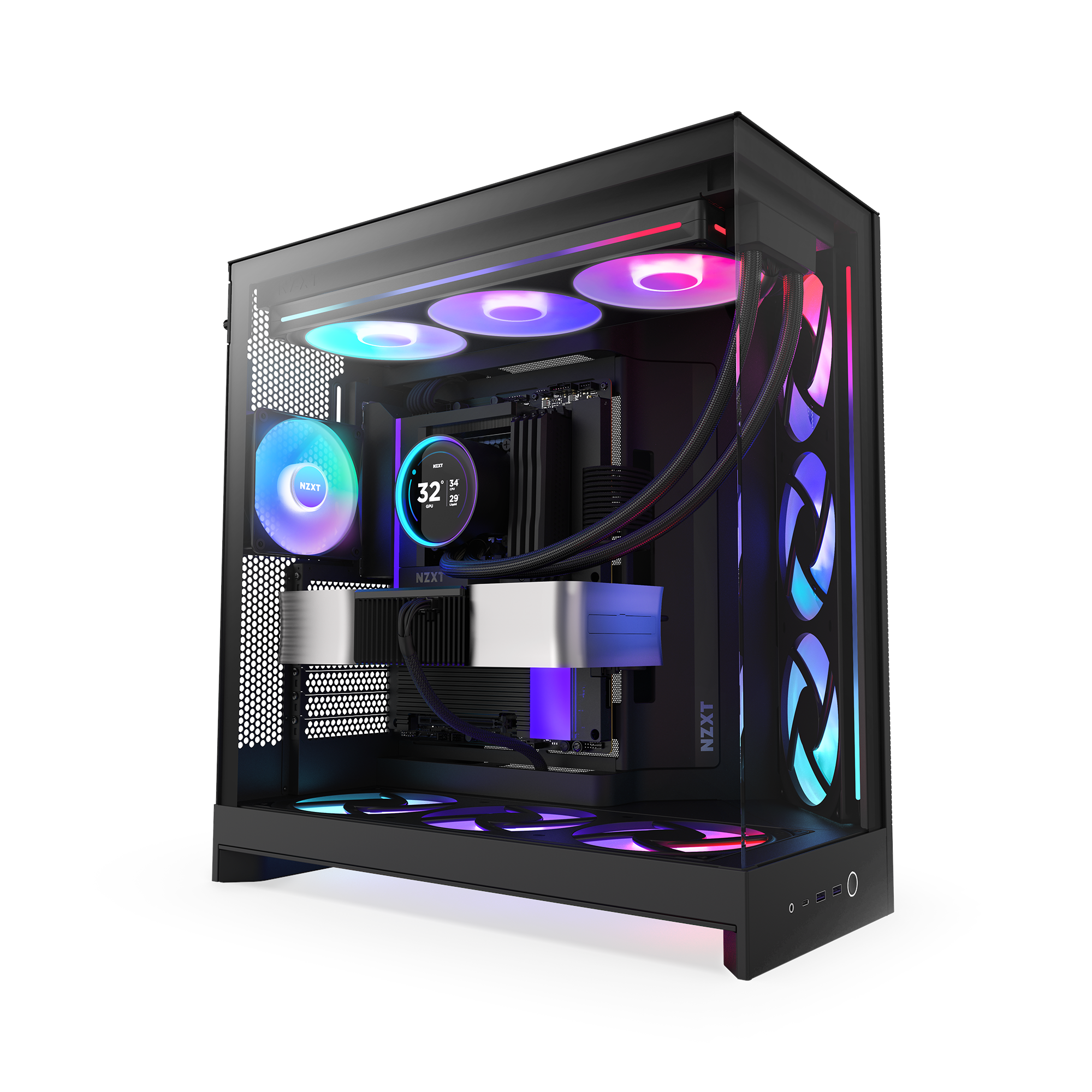 Nzxt H9 Flow Rgb+ (2025) - All Black - Controller Incl - Gehäuse - Miditower - Schwarz - Gehaeuse