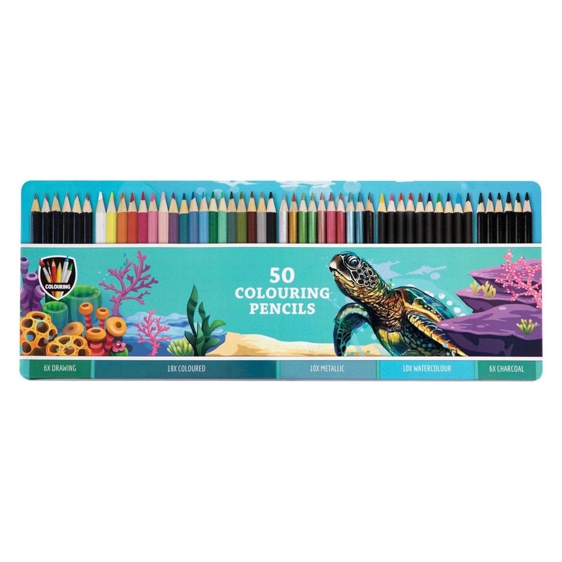 Grafix - Colored Pencils in Tin Box 50 Pcs. - Utensilien Zum Schreiben Und Zeichnen