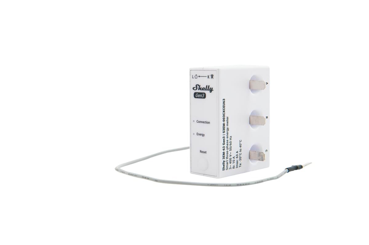 Shelly 3em-63t Gen3 (Flat Terminal Model) - Wifi 3-phase Energy Meter 63a - Smart Home