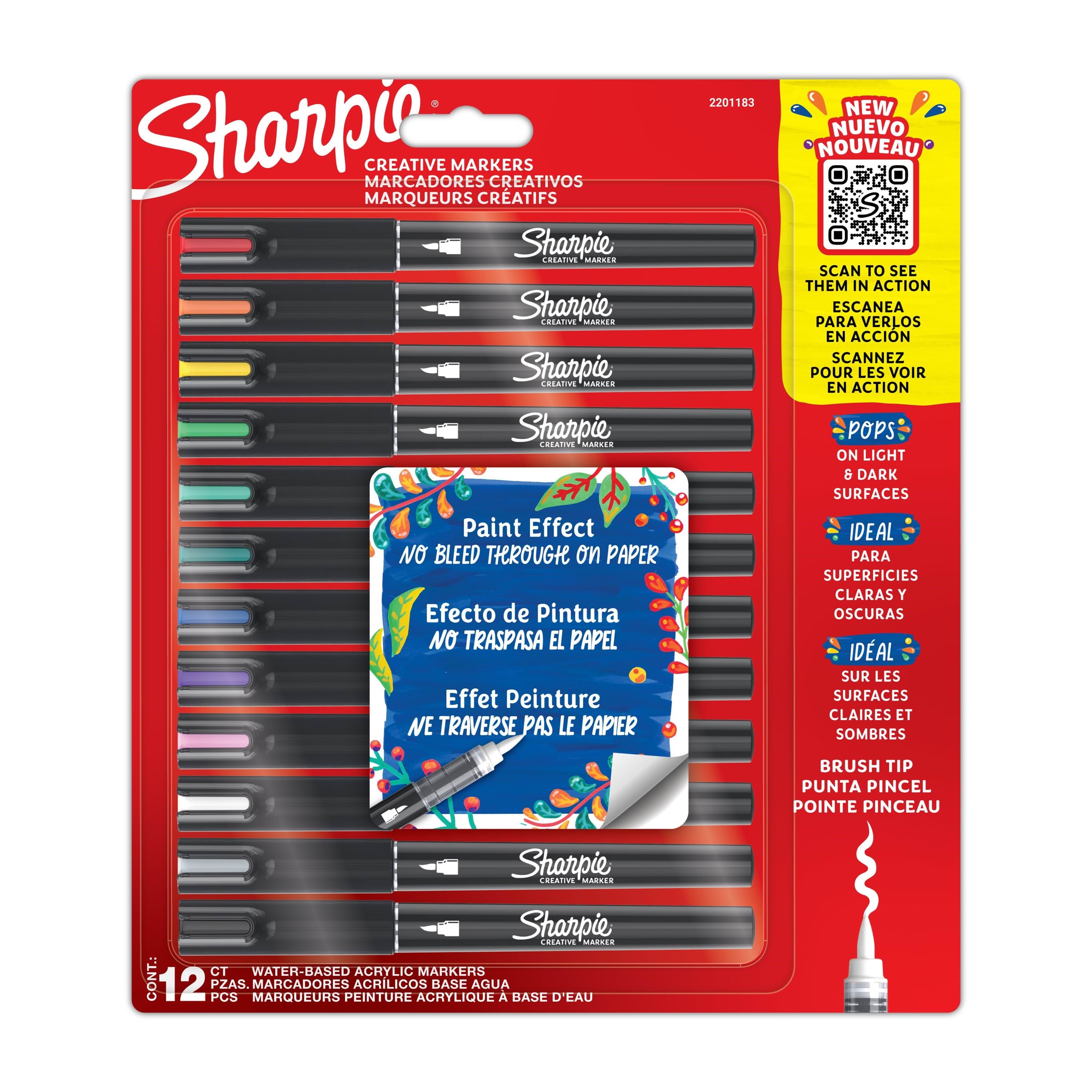 Sharpie Creative Marker Acrylic Paint Pens | Brush-tip Water-based Paint Markers | Assorted Colours | 12 Count - Utensilien Zum Schreiben Und Zeichnen
