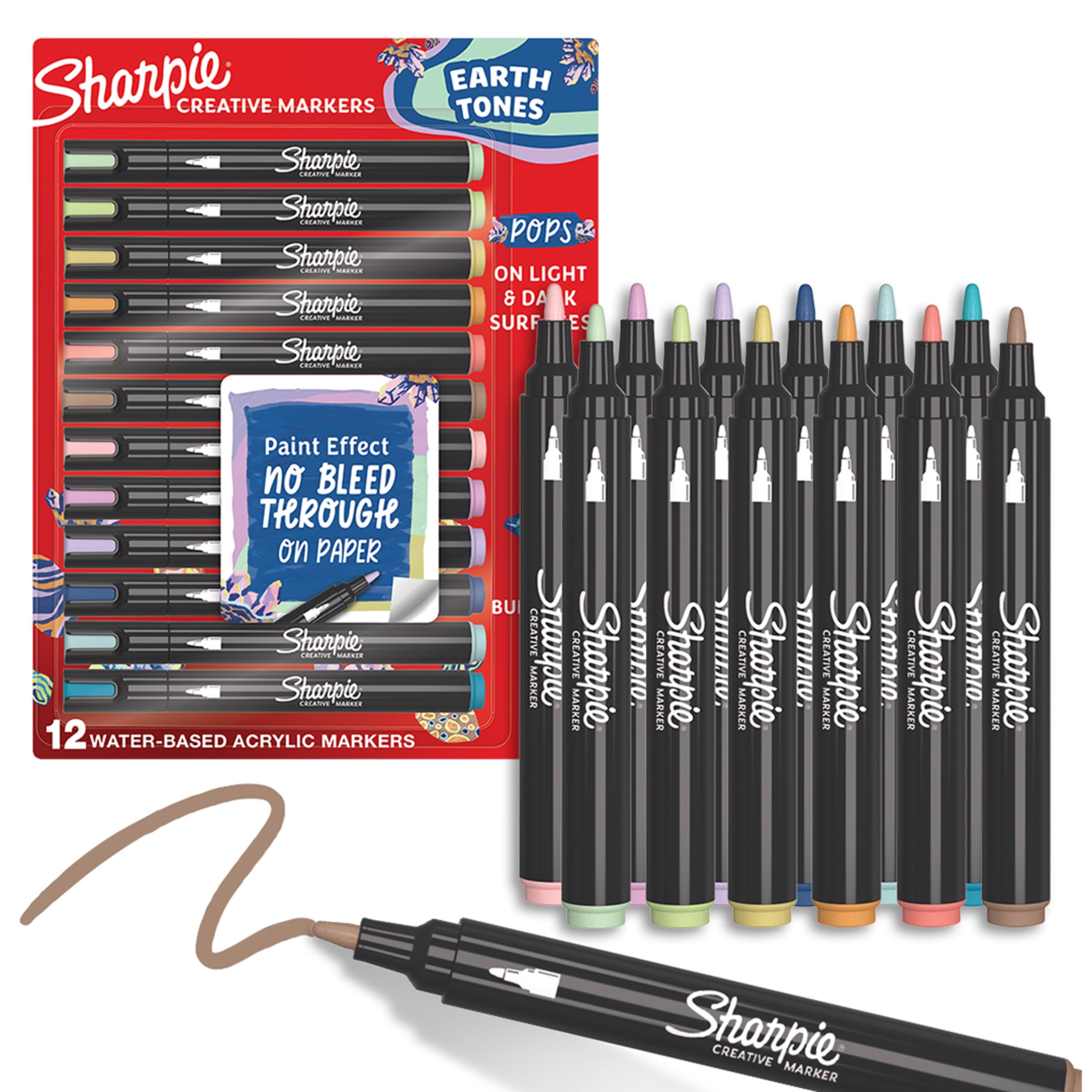 Sharpie Creative Marker Acrylic Paint Pens | Earth Tones | Bullet Tip | Assorted Colours | 12 Count - Utensilien Zum Schreiben Und Zeichnen