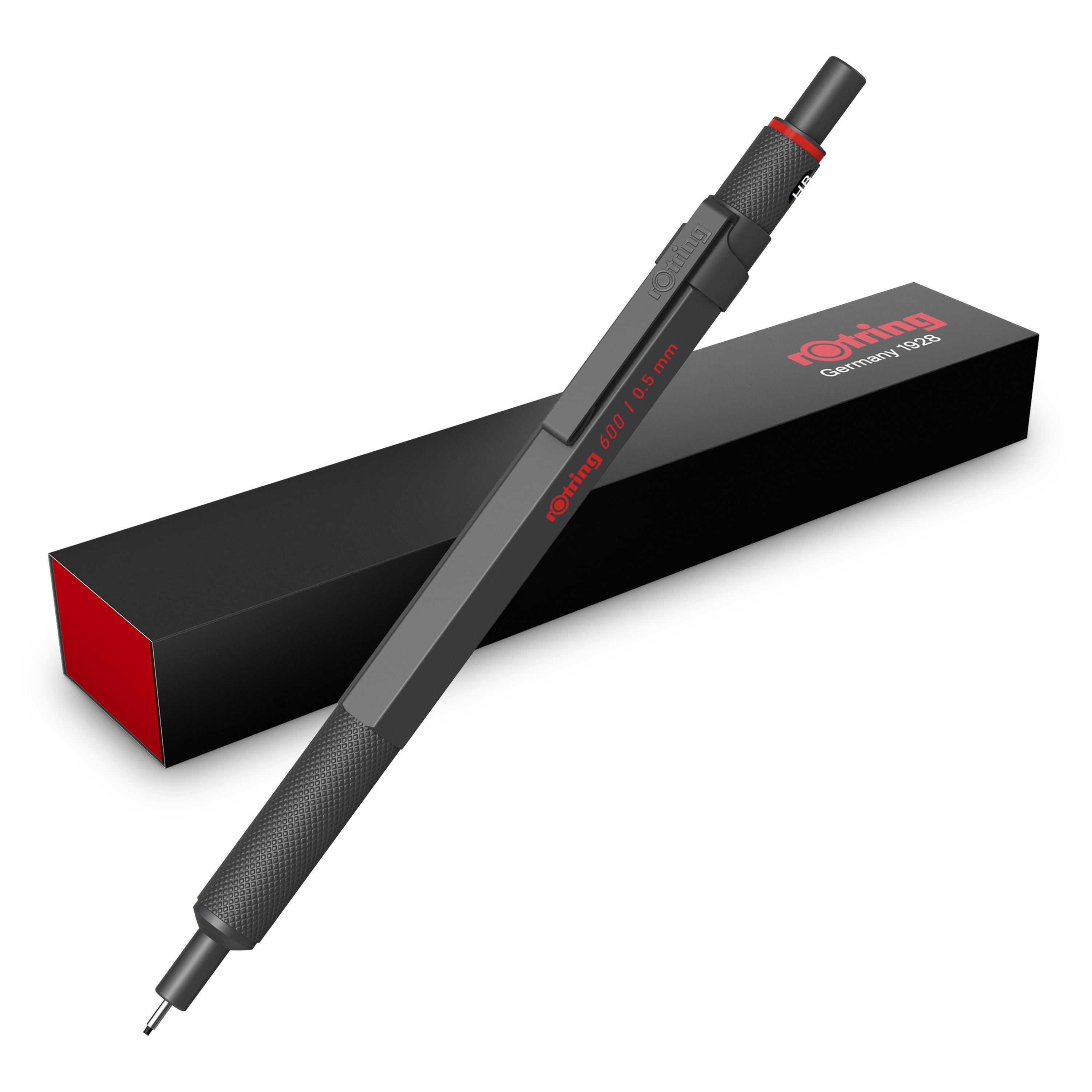 Rotring 600 Mechanical Pencil | HB Lead 0.5 mm | All-metal Body Propelling Pencil | Dark Stone | Non-slip Knurled Grip & Hexagonal Barrel - Utensilien