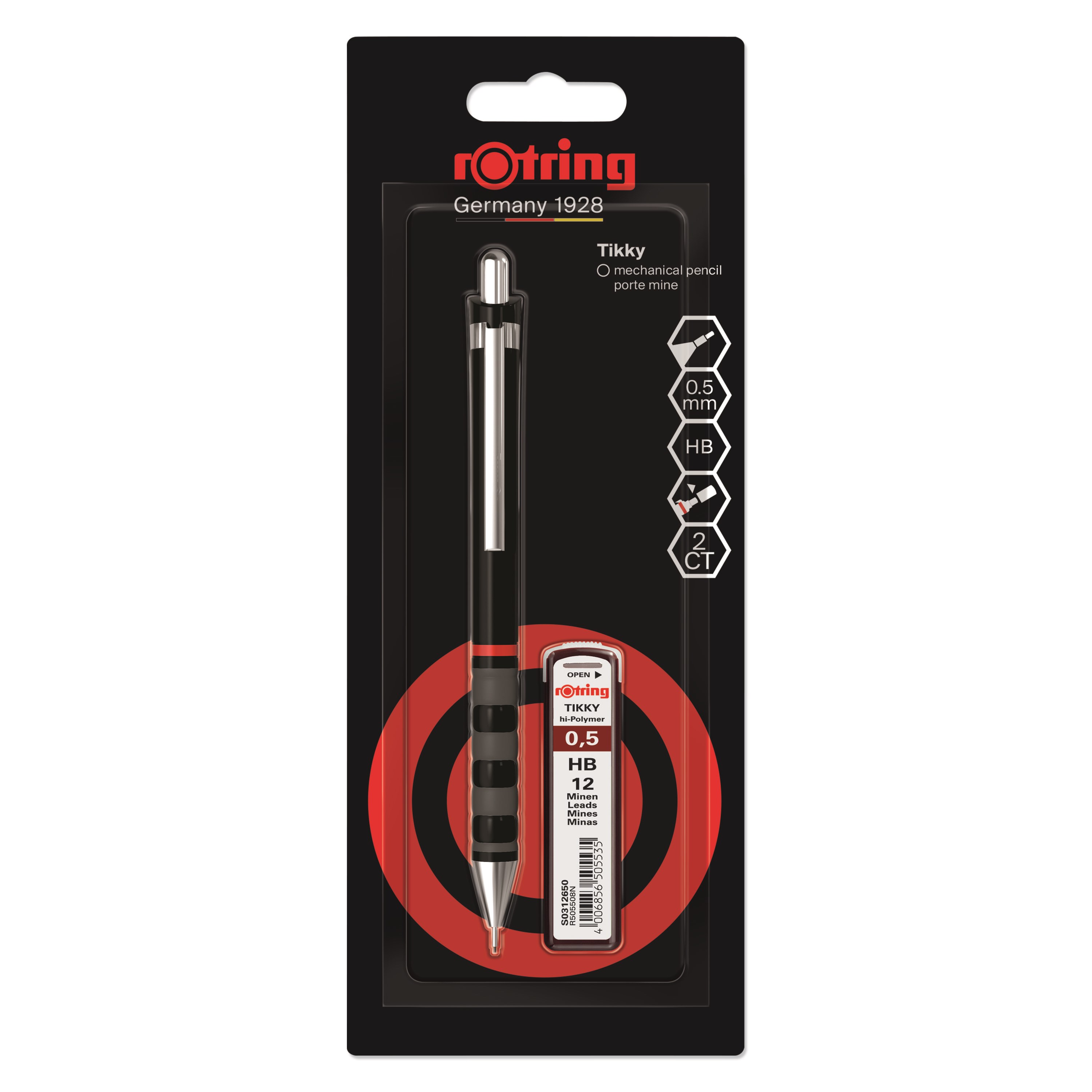 Rotring Tikky Mechanical Pencil Set | 0.5 mm | Lead Refills | Black Barrel - Utensilien Zum Schreiben Und Zeichnen