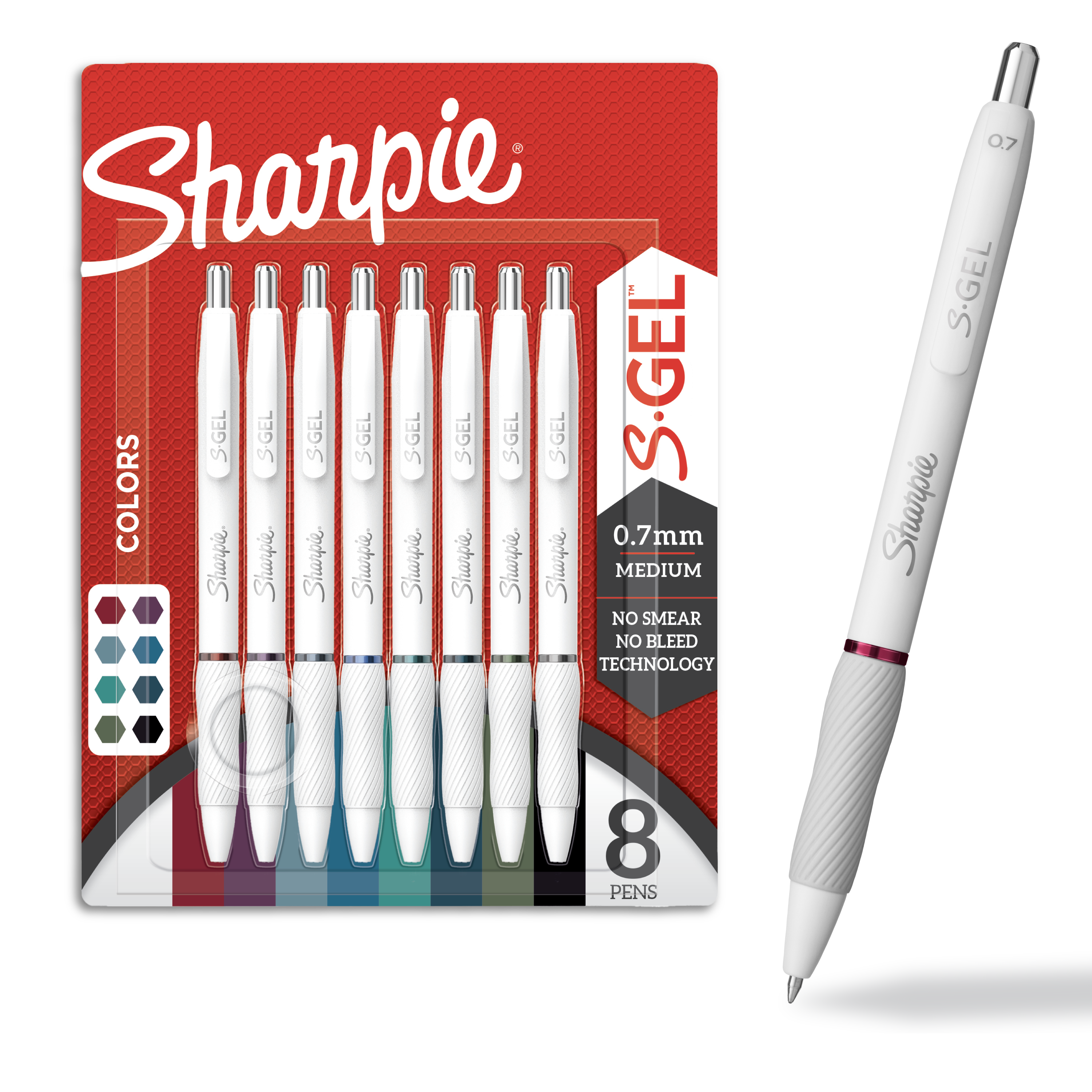 Sharpie S-gel | Gel Pens For Writing | Medium Point (0.7mm) | Assorted Ink Colours | White Pearl Barrels | 8 Count - Utensilien Zum Schreiben Und 