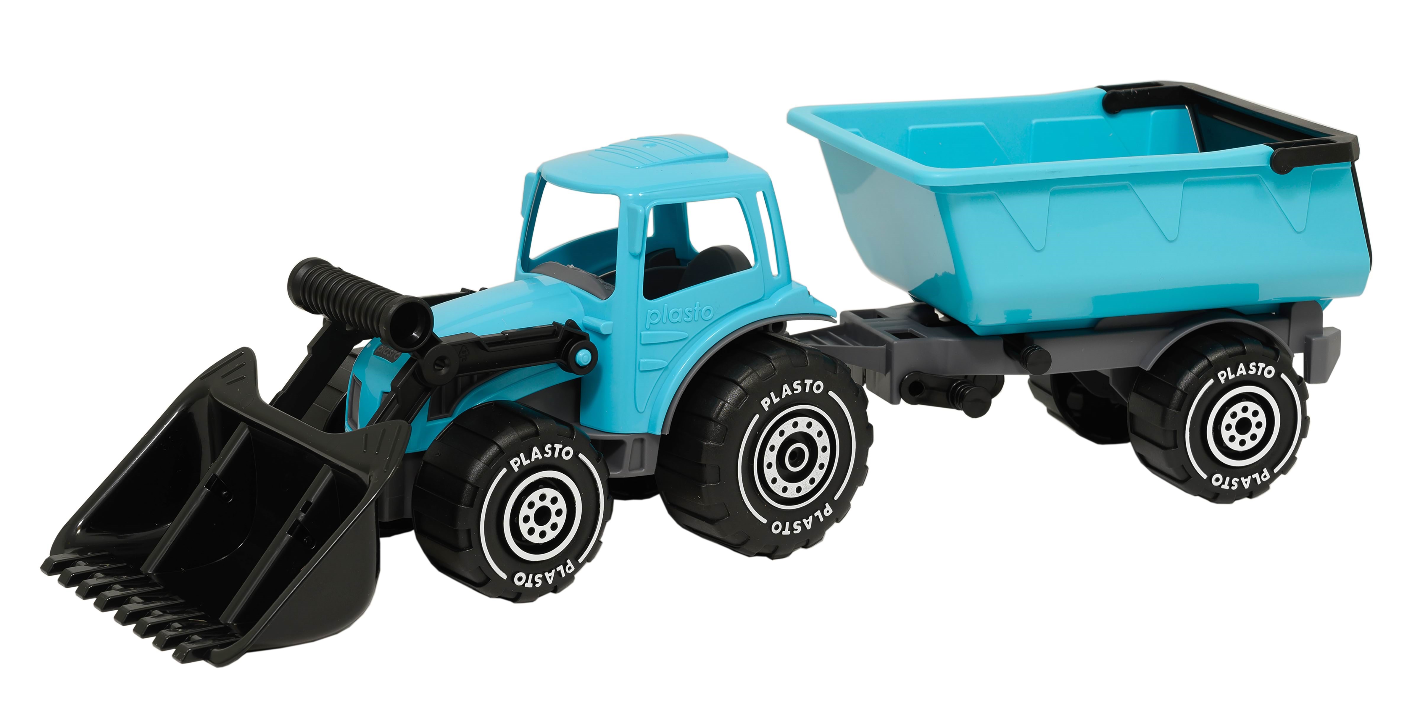 Plasto Tractor With Frontloader & Trailer 56.5 cm - Spiele im Freien 1672000tub